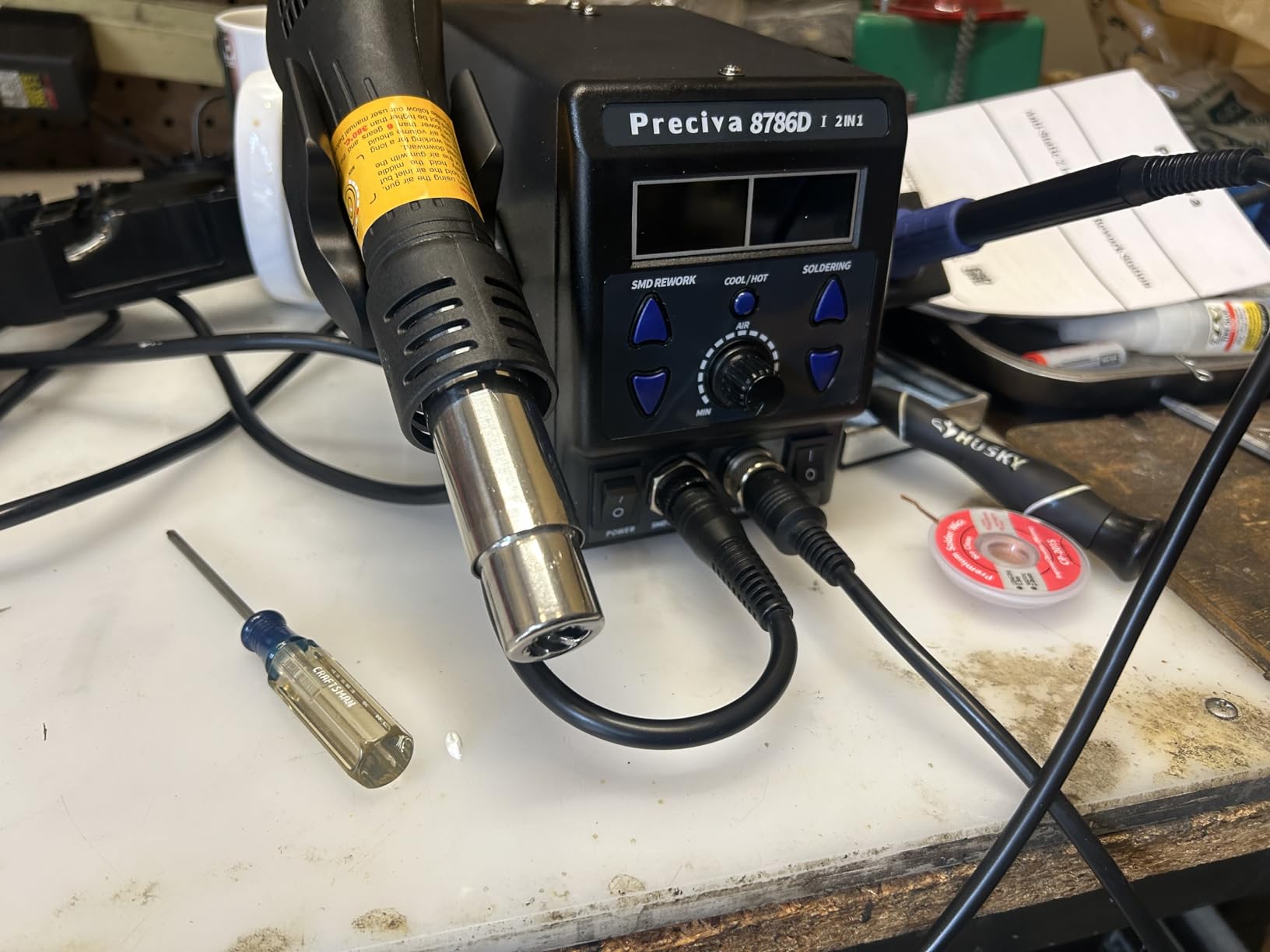 Preciva 902D V Soldering Station 2-in-1 SMD Hot Air Rework Station with LED, Memory Presets customer photo 2