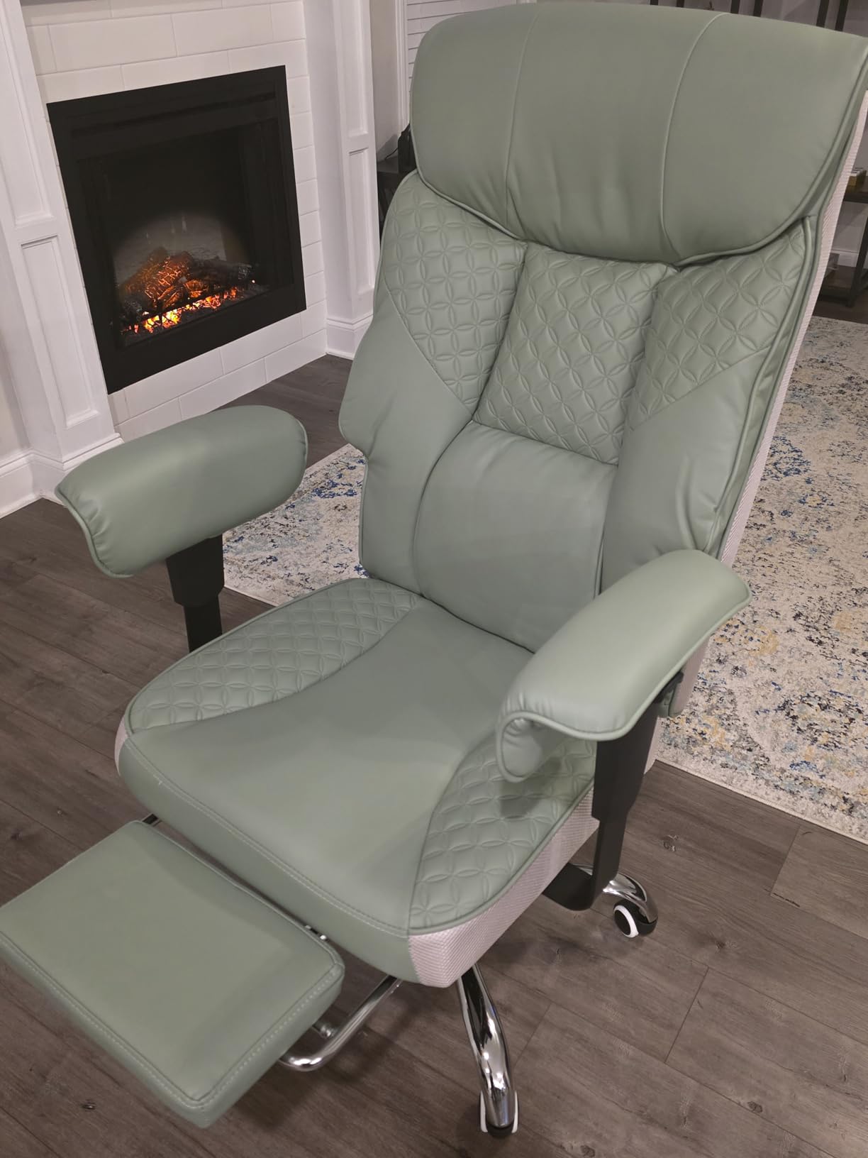 GTPLAYER Big and Tall Office Chair Wide Ergonomic Gaming Chair with Deluxe Embossing Designed Leather with Foot Rest,150 Reclining Adjustable Soft Armrests Pocket Spring Back Support and Pillow customer photo 1