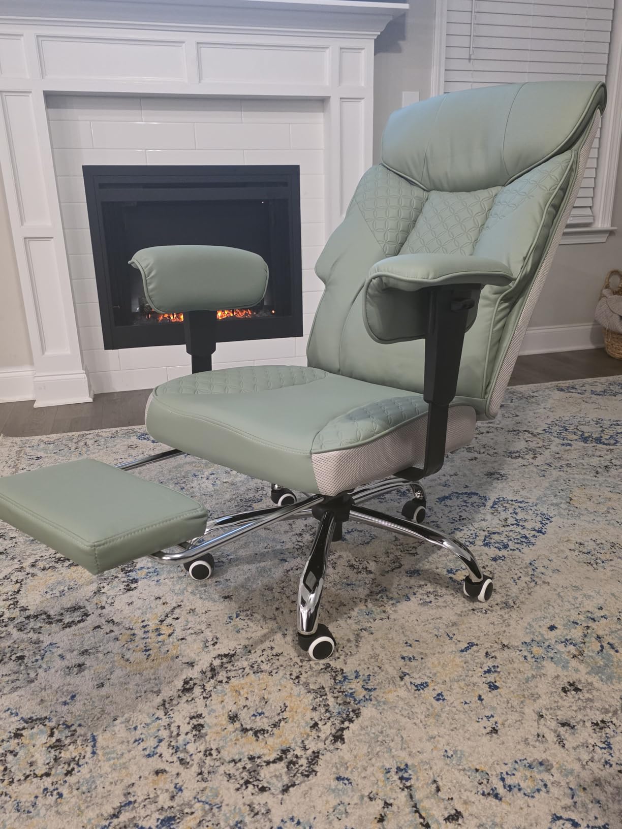GTPLAYER Big and Tall Office Chair Wide Ergonomic Gaming Chair with Deluxe Embossing Designed Leather with Foot Rest,150 Reclining Adjustable Soft Armrests Pocket Spring Back Support and Pillow customer photo 2