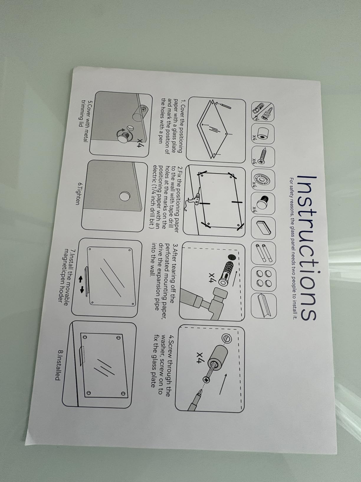 Glass Dry Erase Whiteboard Magnetic 48