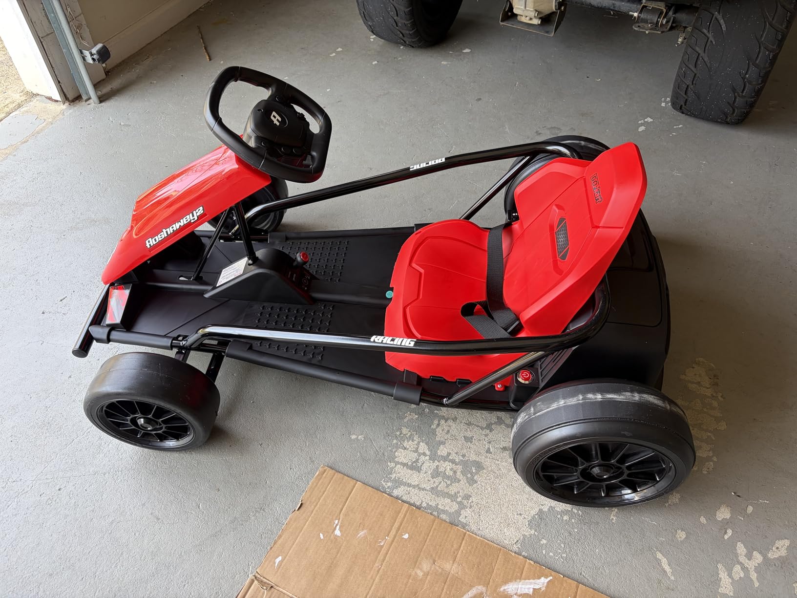 Electric Drift Go Kart for Kids 8-12, 24V Battery, 360W Motor, Reinforced Wear-Proof Rear Wheels, 8.1MPH High Speed, 154lbs Capacity (Red) customer photo 2