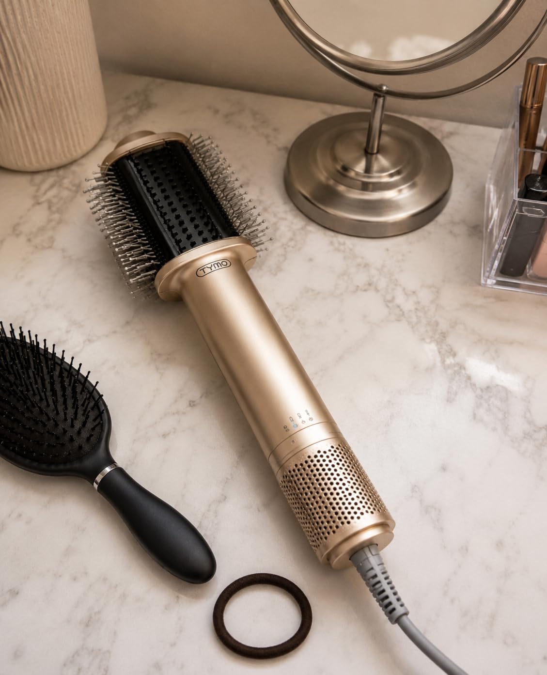 TYMO 4.0 Hair Blow Dryer Brush - Lightweight 3X Faster Drying 5-in-1 Ionic Blowout Hair Dryer Brush Adds Shine, Volume & Fullness for Smooth, Anti-Frizz Straight, Curl & Blowout Styles, Pink customer photo 2