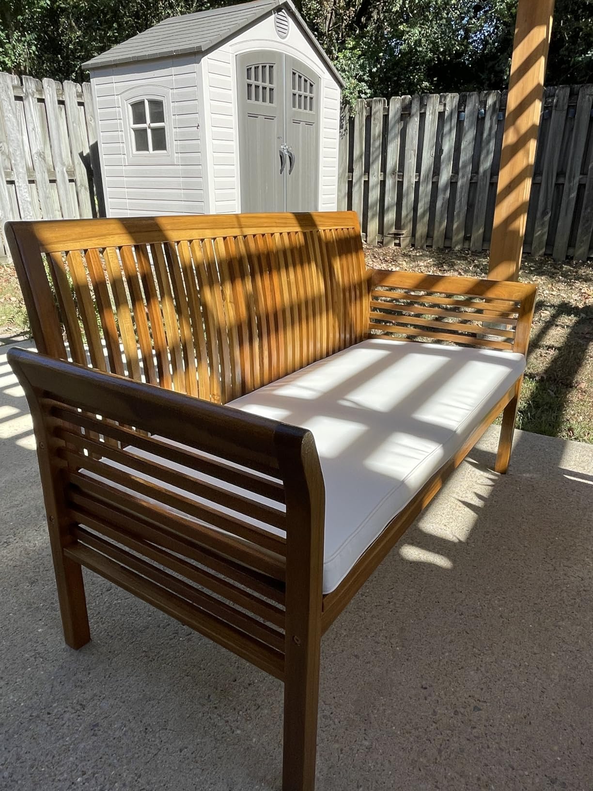 Tangkula 5 Piece Outdoor Acacia Wood Sofa Set with Wood Oil, Padded Patio Conversation Table Chair Set w/Coffee Table for Garden, Backyard, Poolside (Natural,2) customer photo 1