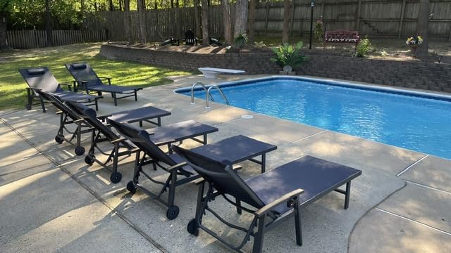 Ciokea Outdoor Lounge Chair with Pillow, 5-Position Aluminum Chaise Lounge with Wheels & Armrests, 400 lbs Heavy Duty Patio Pool Chair for Deck, Backyard, Beach & Poolside, Grey customer photo 1