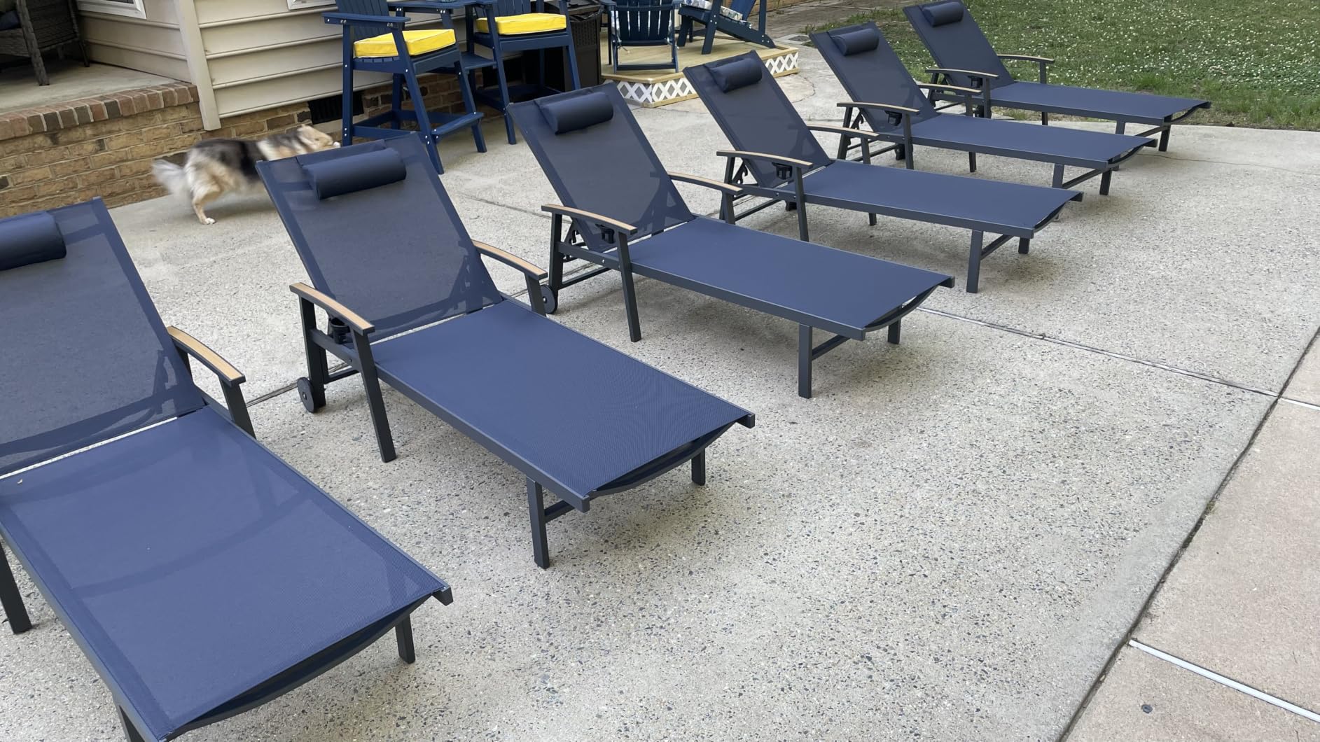 Ciokea Outdoor Lounge Chair with Pillow, 5-Position Aluminum Chaise Lounge with Wheels & Armrests, 400 lbs Heavy Duty Patio Pool Chair for Deck, Backyard, Beach & Poolside, Grey customer photo 2