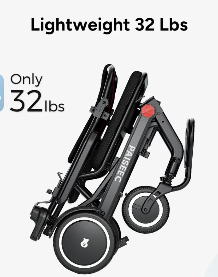 Paiseec Electric Wheelchair Lightweight Foldable, Only 32 lbs, Up to 22 Miles, Power Wheelchair for Adults, Portable Motorized Wheelchair with Travel Bag customer photo 1