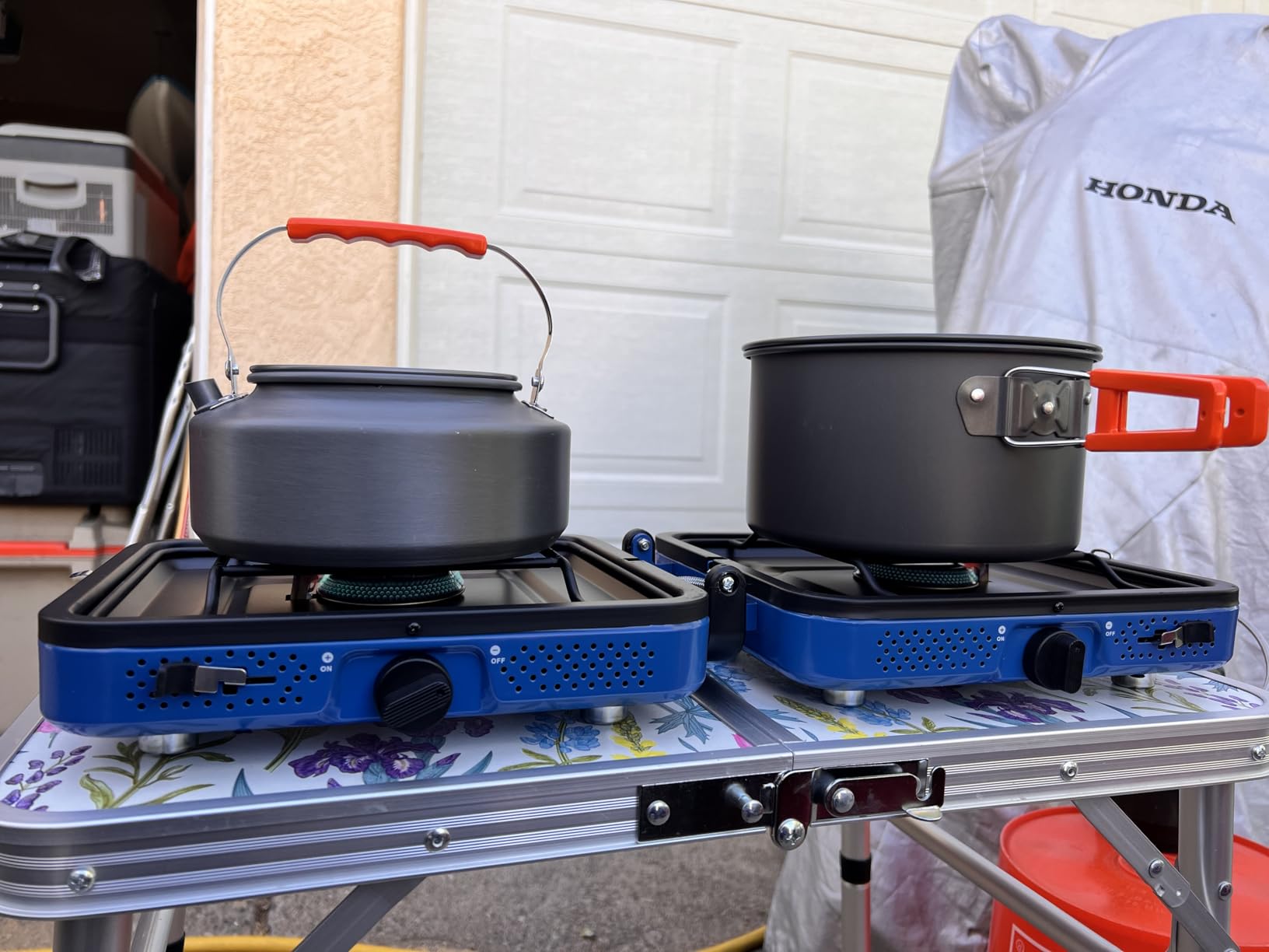 Hisencn 2 Burner Propane Camping Stove, 30000 BTU Foldable Portable Gas Stove with Cookware Set & Carry Bag, Outdoor Cooking for Camping, RV, Emergency Use, Green customer photo 2