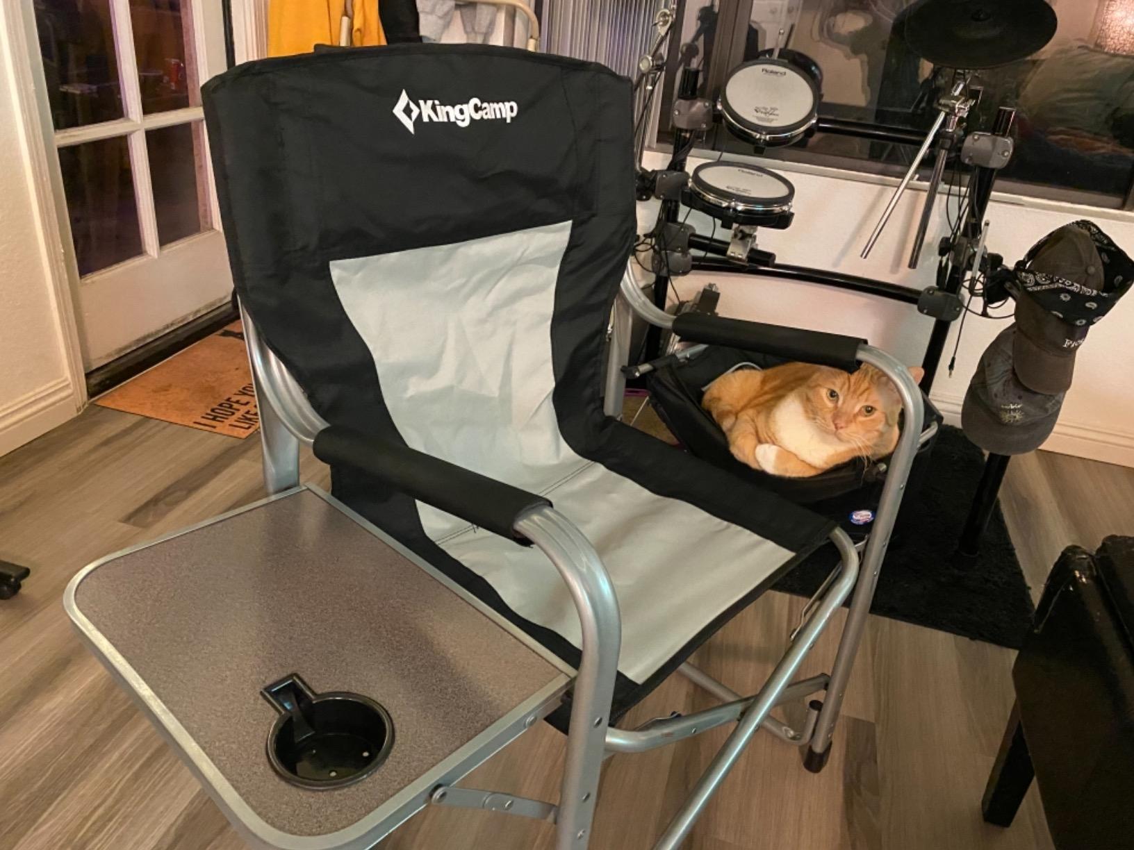 KingCamp XXL Heavy Duty Camping Directors Chair 550lbs Capacity, Extra Wide Oversized Camp Chairs with Side Table & Cooler Bag, Compact Padded Folding Chair for Big and Tall Outdoor Sports Picnic Lawn customer photo 2
