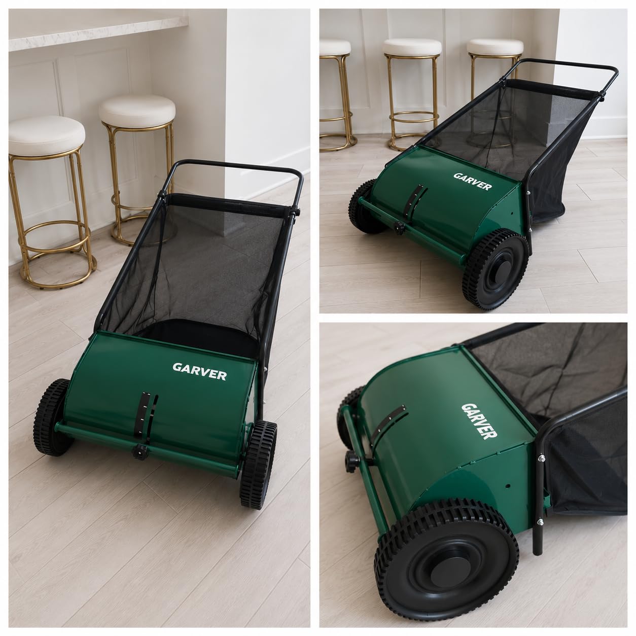 Garvee Push Lawn Sweeper,21-Inch Width Enhanced 4-Brush System with Large 3.5 cu. ft. Hopper Bag, Ideal for Yard and Garden Cleanup, Green customer photo 1