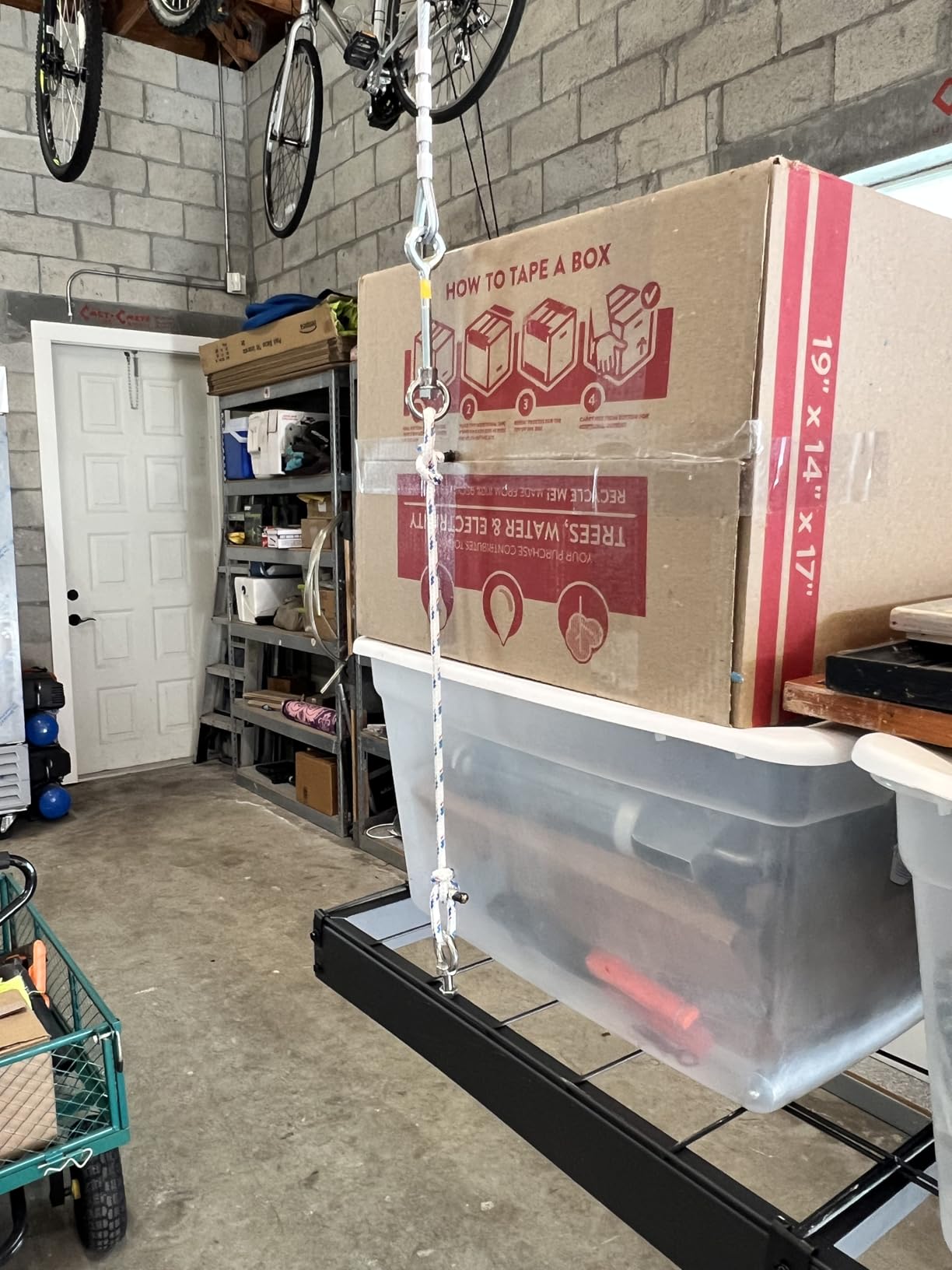 FERO Motorized Overhead Garage Storage Rack with Remote Control, Heavy-Duty Ceiling Mounted Organizer, 4x8 FT Ceiling Storage Lift System, 325 LBS Capacity customer photo 2