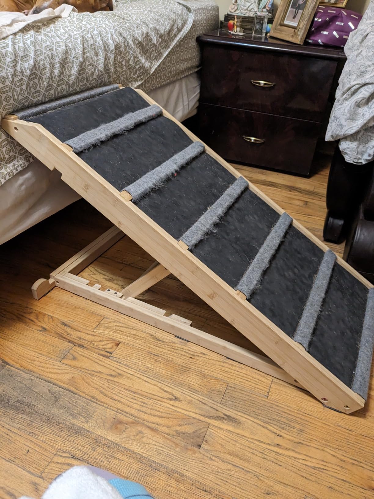 Dog Ramp for Bed - Extra Wide 17'', Non-Slip Rubber Surface Excellent Traction, Pet Ramp for Small Large Dogs to Get on High Couch Car, Hold up to 200lb, Adjustable, Foldable customer photo 1