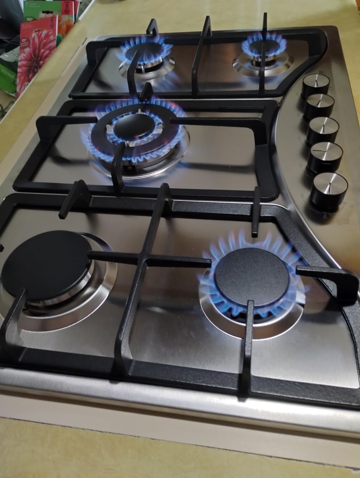 Gas Cooktop, 30 inch 4 Burners Gas Stove Top, Max 48000BTU Built-in Stainless Steel Stove Top LPG/NG Convertible Dual Fuel Cooktop Stoves with Sealed Burner for Sear, Stew, Boil, Stir-Fry customer photo 2