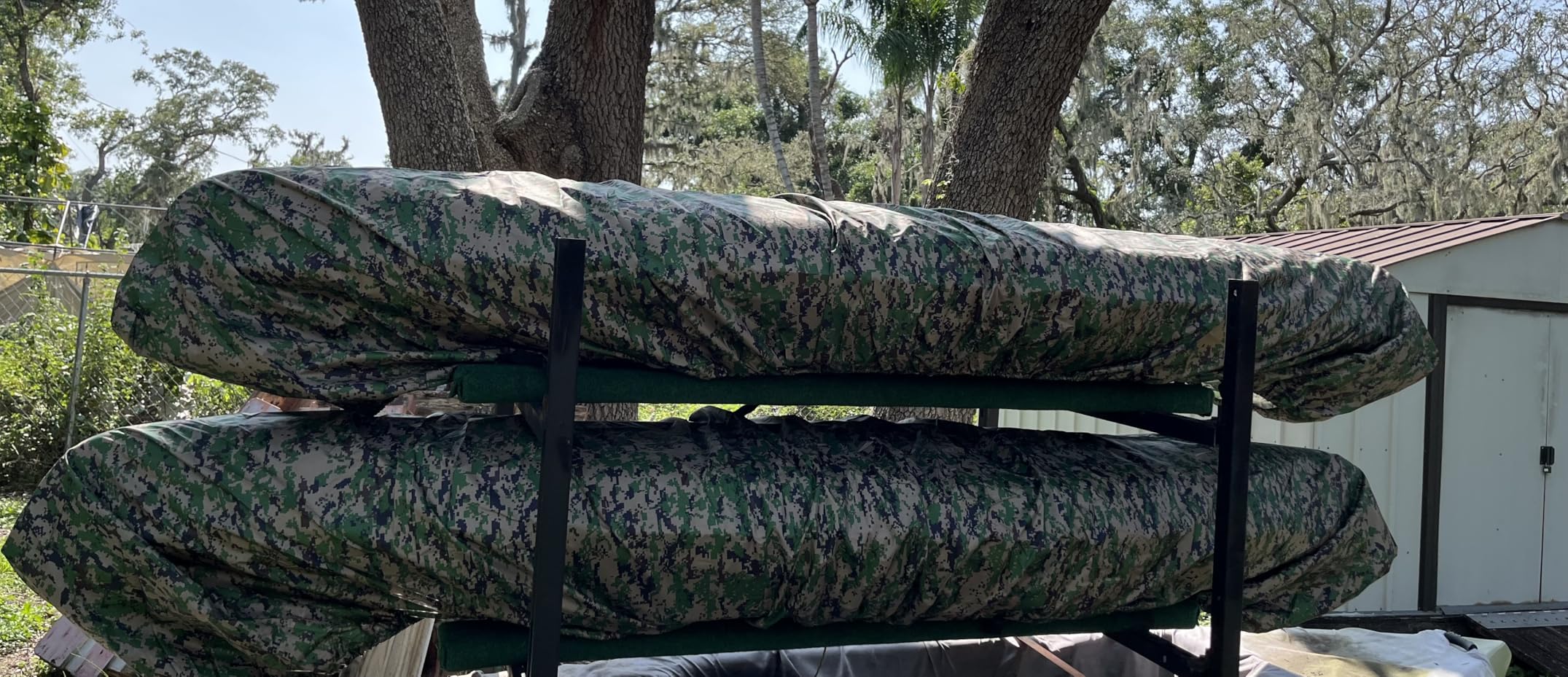 Kayak Cover, 420D Waterproof Kayak Covers for Outdoor Storage, Ultra Strong Canoe Storage Oxford UV Resistant Dust Cover Sunblock Fishing Boat Cover Shield Protector- Camouflage customer photo 1