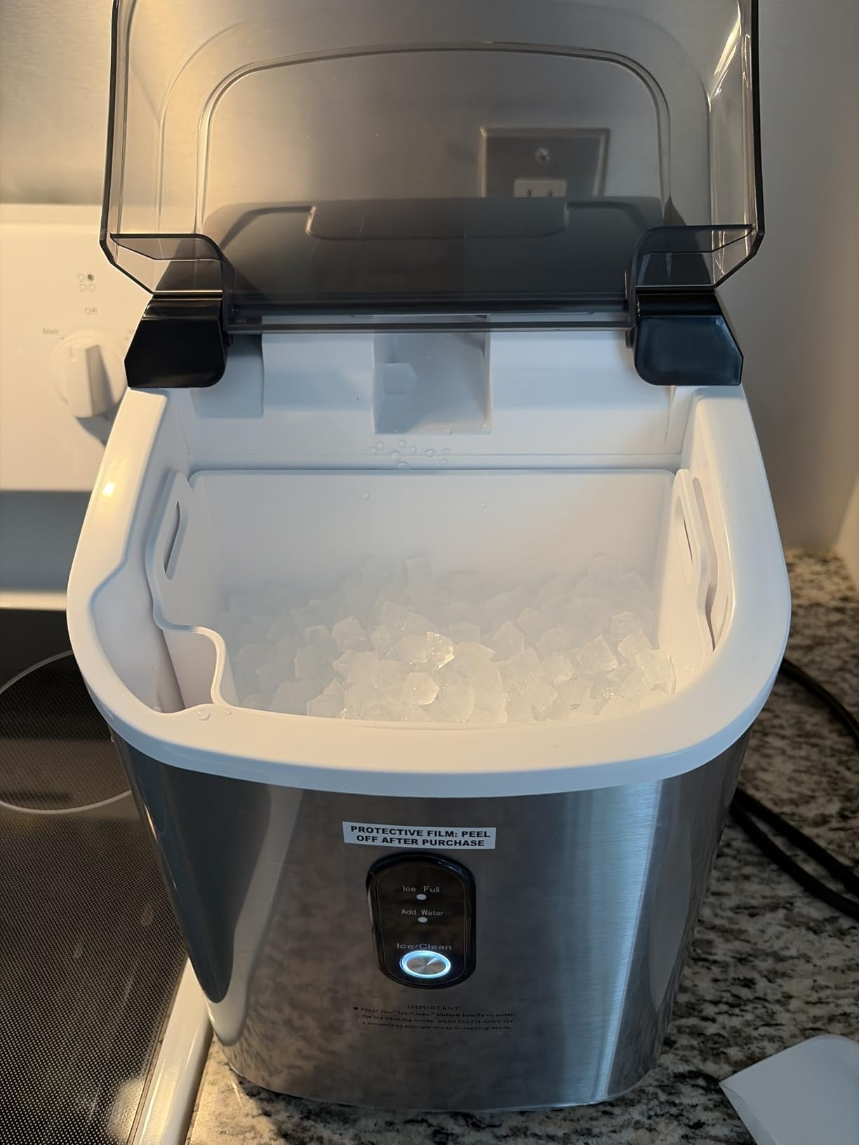 Antarctic Star Nugget Ice Makers Countertop with Auto-Cleaning, 35lbs/Day, Portable Sonic Ice Machine with Handle, Basket and Scoop for Home/Kitchen/Office/Camping(Stainless Steel Silver) customer photo 2