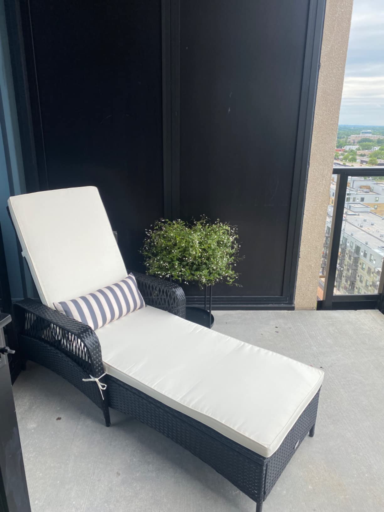 Tangkula Wicker Chaise Lounge Outdoor Set of 2, Patio Rattan Reclining Chaise with 6-Gear Adjustable Backrest, Thick Padded Cushion & Removable Lumbar Pillow, Pool Lounge Chairs (Black) customer photo 2