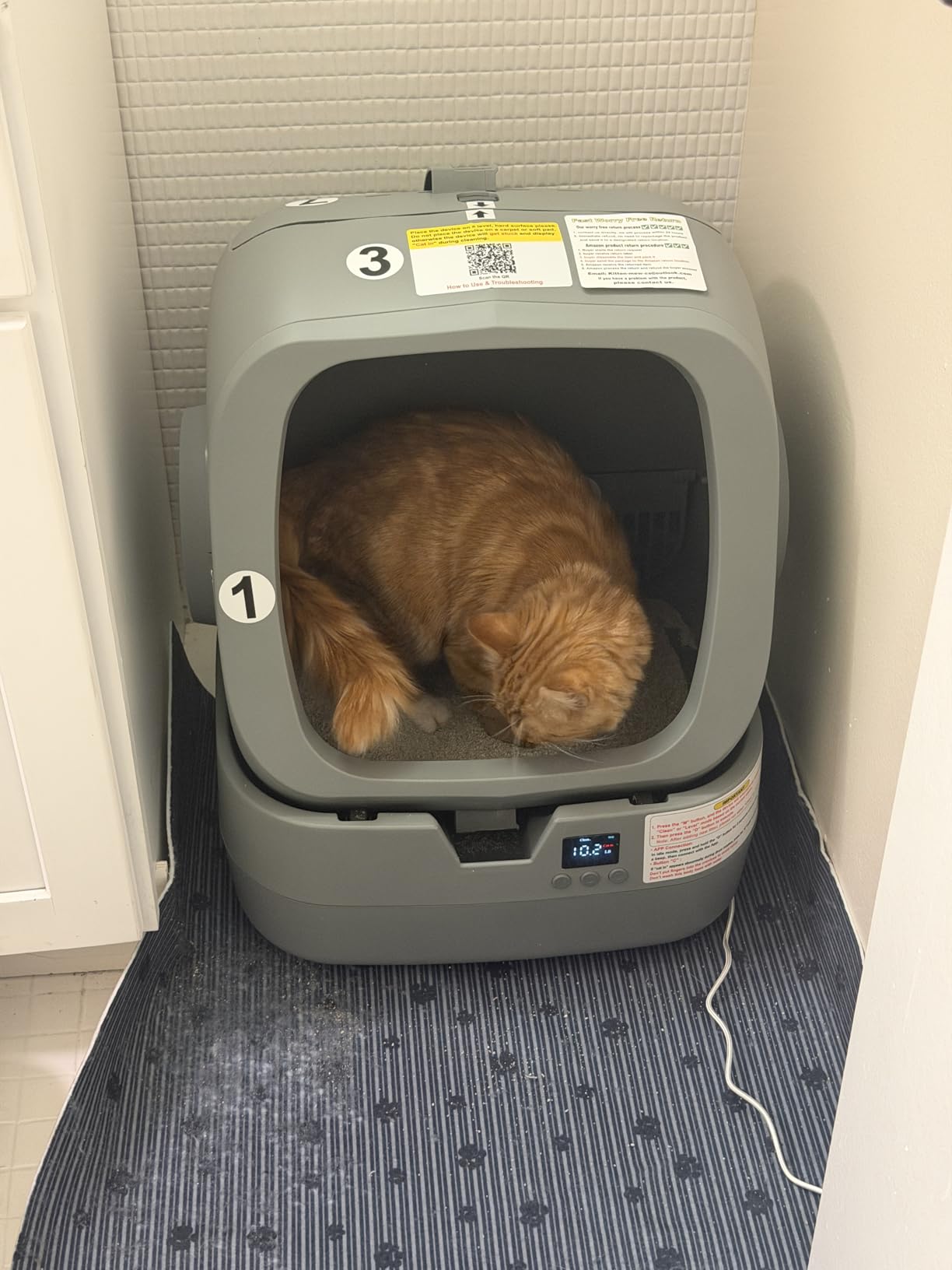 UPFAS Automatic Cat Litter Box Self Cleaning - APP Control - Weight Monitoring - Ultra-Quiet, Medium Cats and Kittens Litter Box, Safe Anti-Pinch - Grey customer photo 1