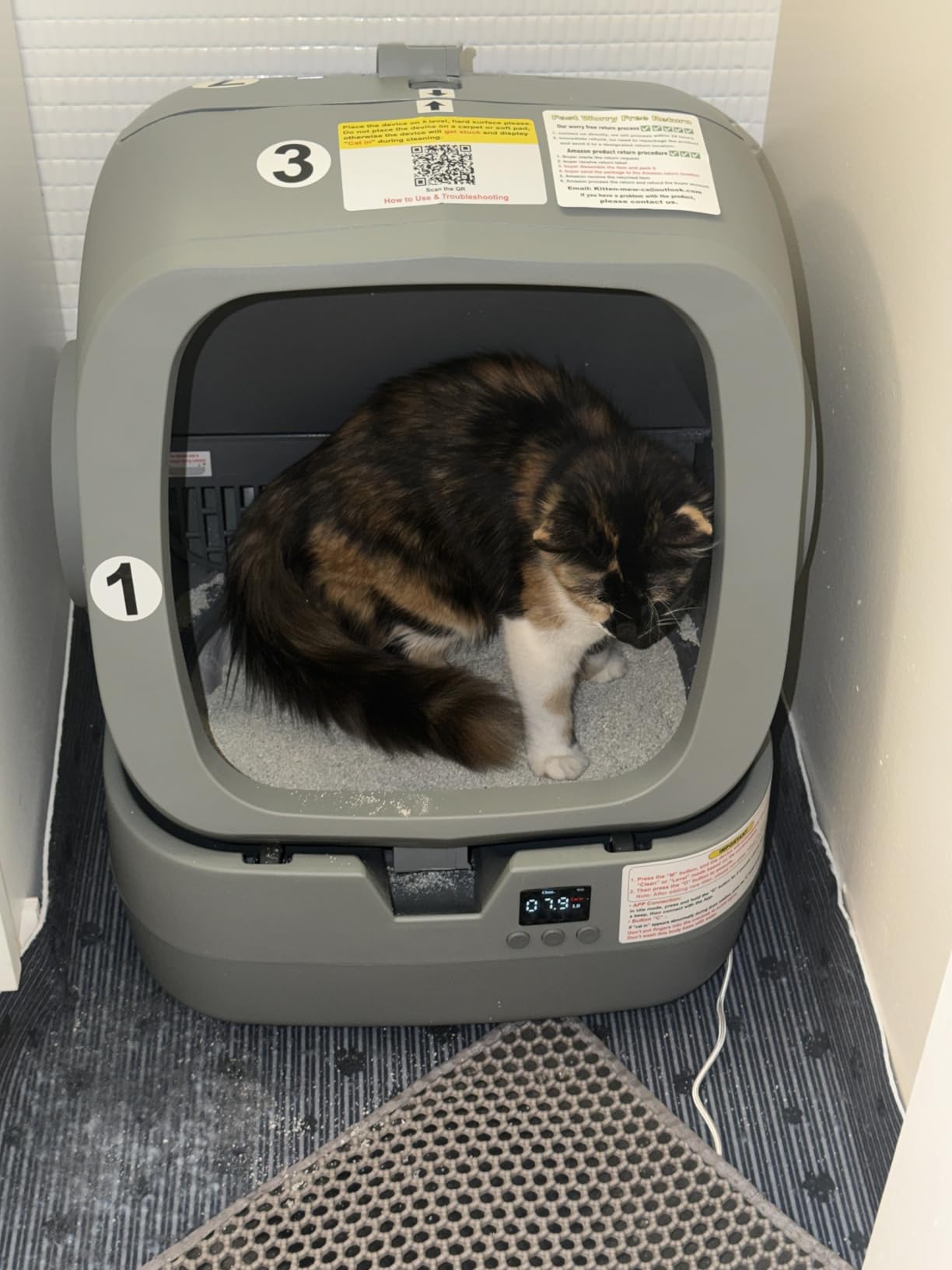 UPFAS Automatic Cat Litter Box Self Cleaning - APP Control - Weight Monitoring - Ultra-Quiet, Medium Cats and Kittens Litter Box, Safe Anti-Pinch - Grey customer photo 2
