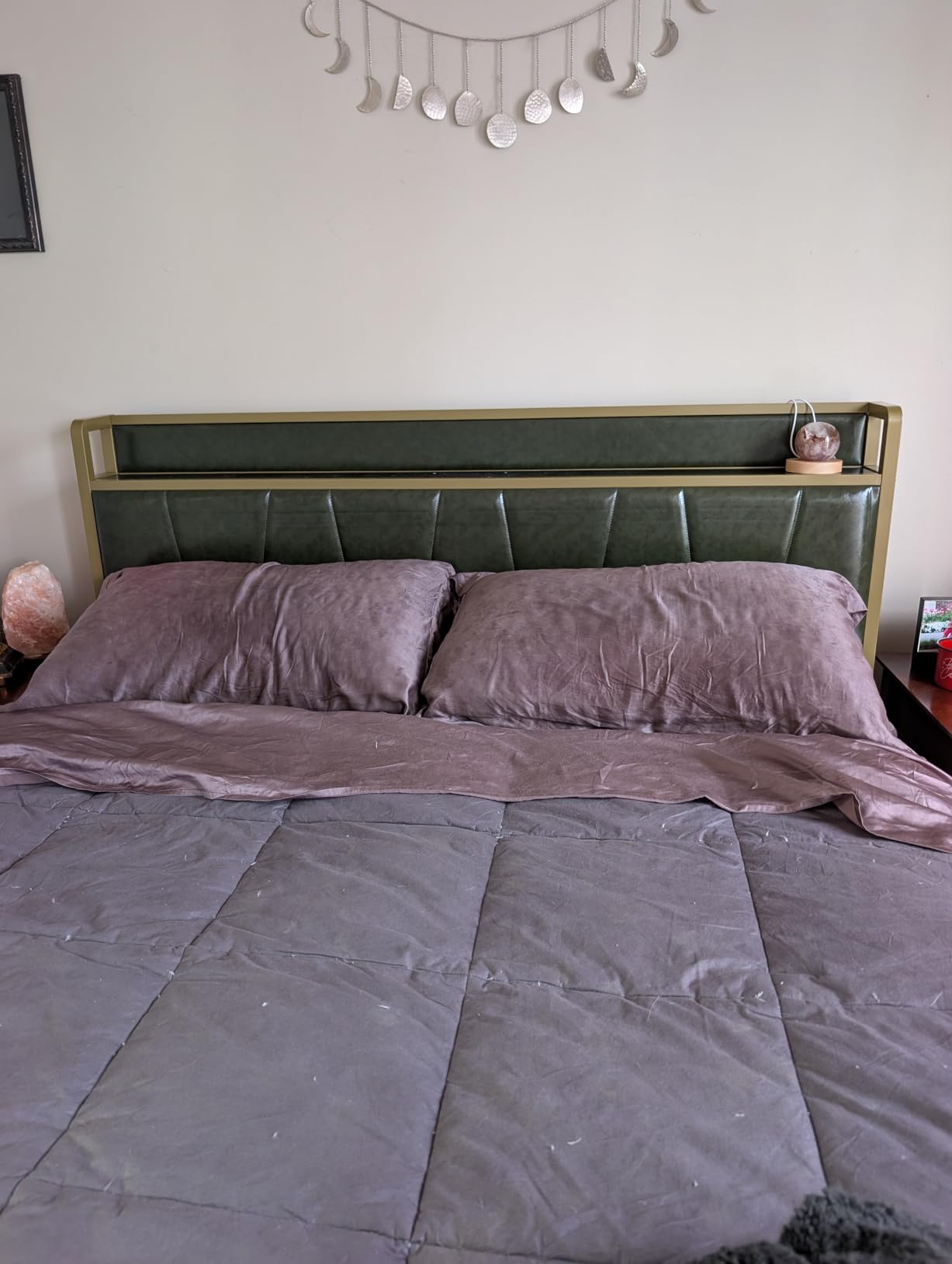 LIKIMIO King Size Bed Frame, Storage Headboard with Charging Station, Platform Bed with Drawers, No Box Spring Needed, Easy Assembly, Industrial Brown and Gray customer photo 1