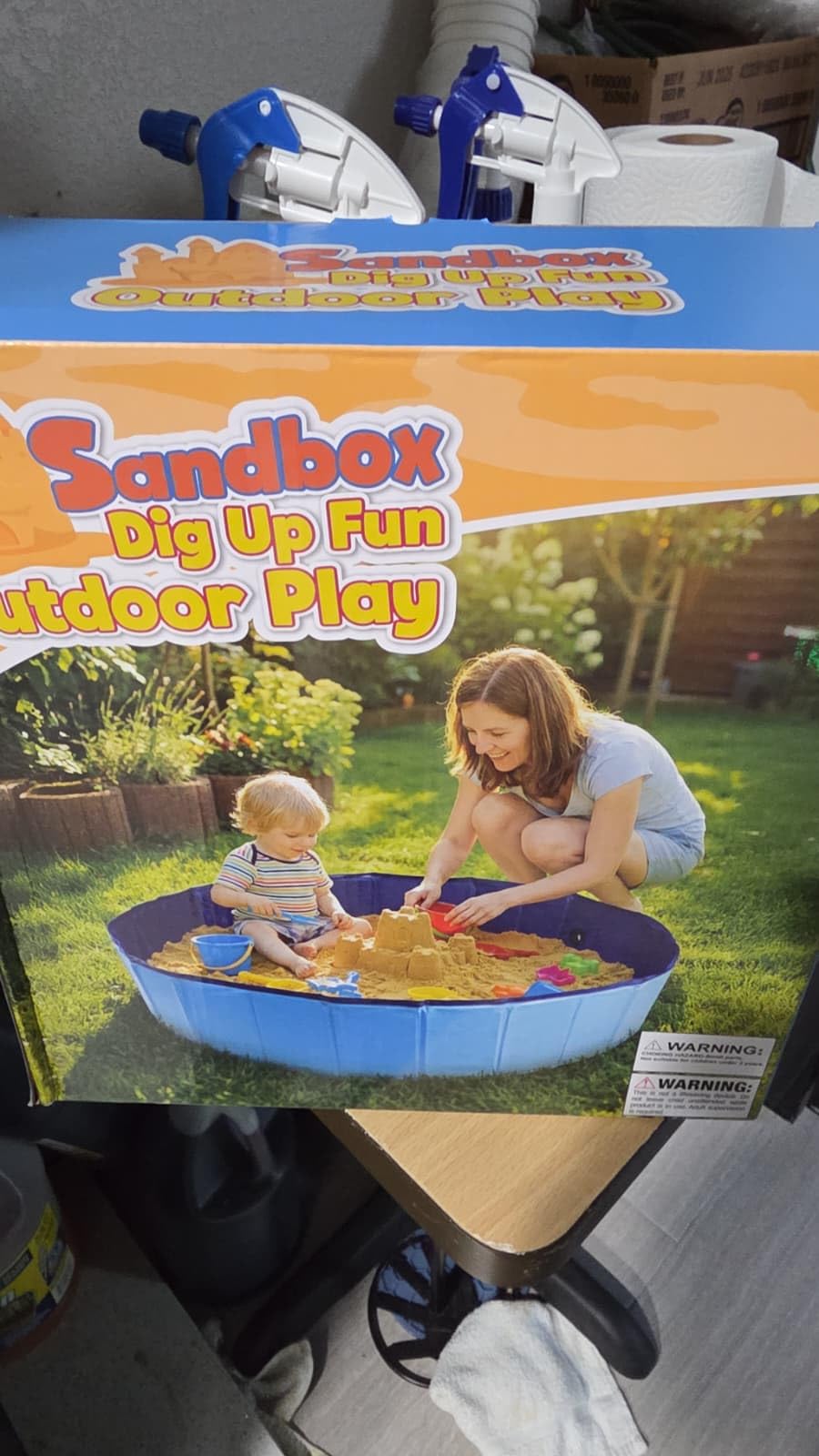 Foldable Sandbox for Kids, Large 48x48in Sand Box Toys for Kids Ages 3-8, Portable Outdoor & Indoor Sand Pit for Backyard, Balcony, Beach, Camping, Waterproof PVC Material with Drain Hole customer photo 2