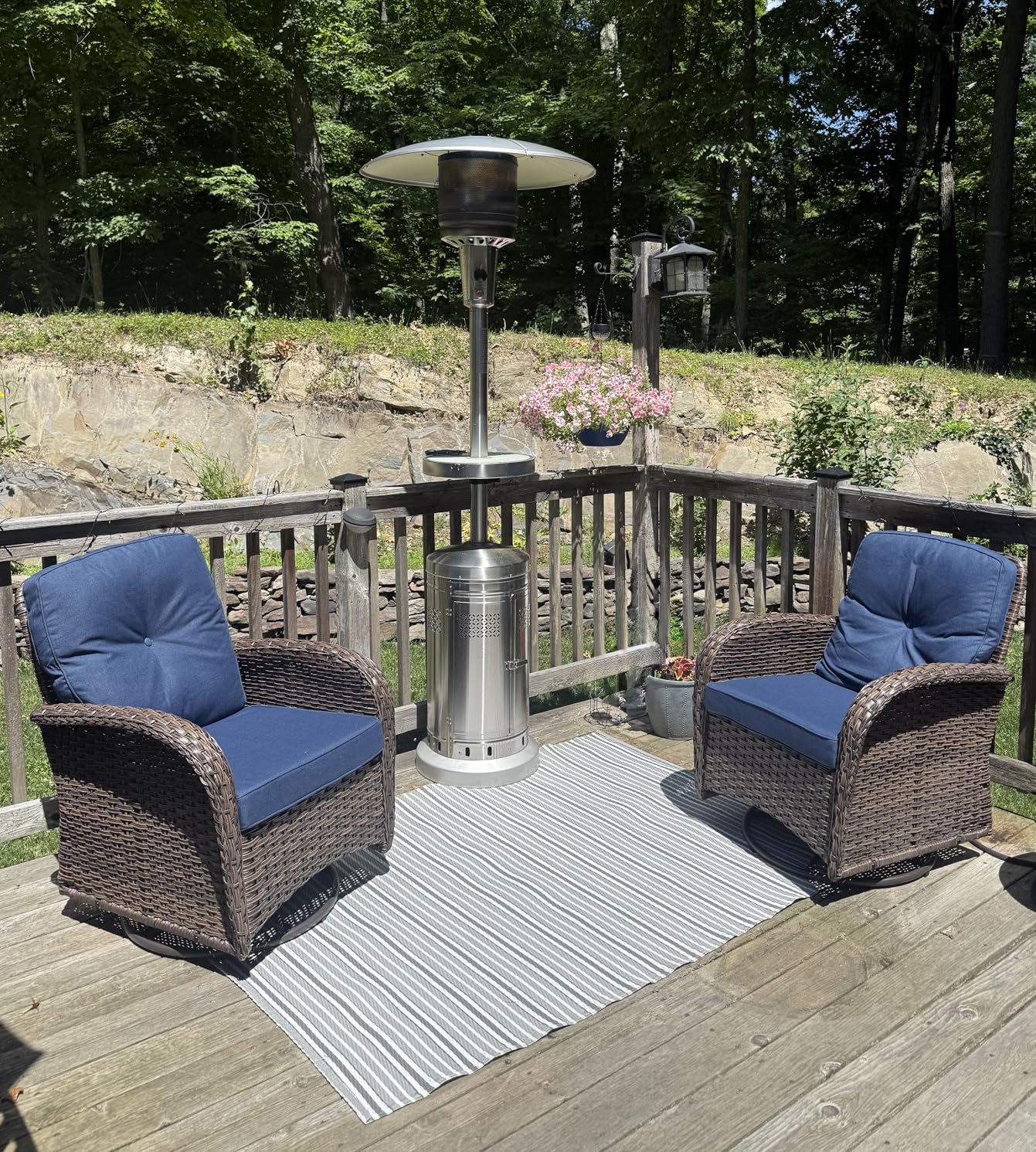 Belord 5 Piece Wicker Patio Furniture Set - Outdoor Conversation Sets with Deep Seating Swivel Rocker Chairs Loveseat and Rattan Coffee Table for Deck Backyard, Brown Wicker/Beige Cushion customer photo 2