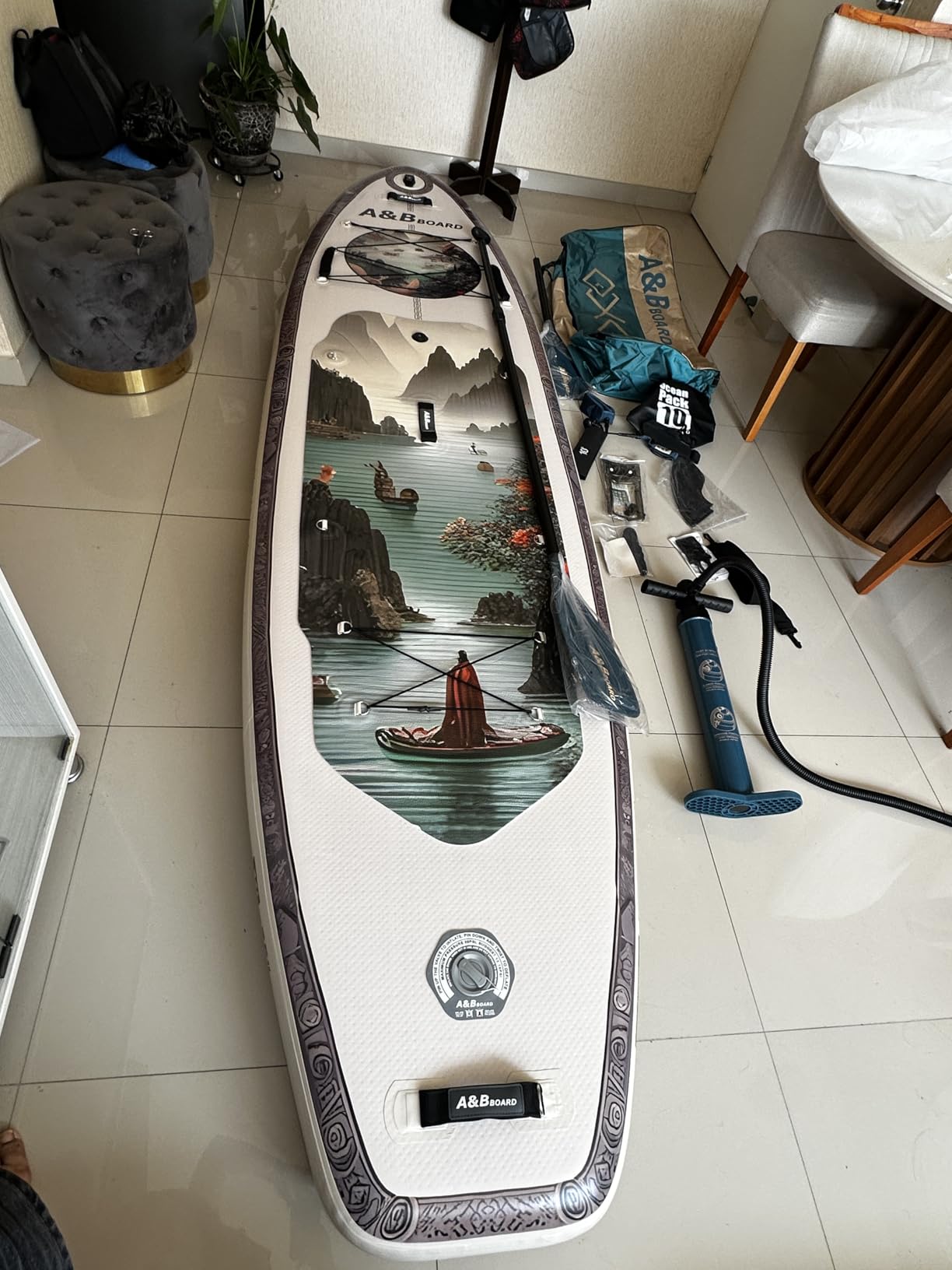ABBOARD Inflatable Stand Up Paddle Board - Extra Wide Fishing Paddleboard with SUP Accessories customer photo 2