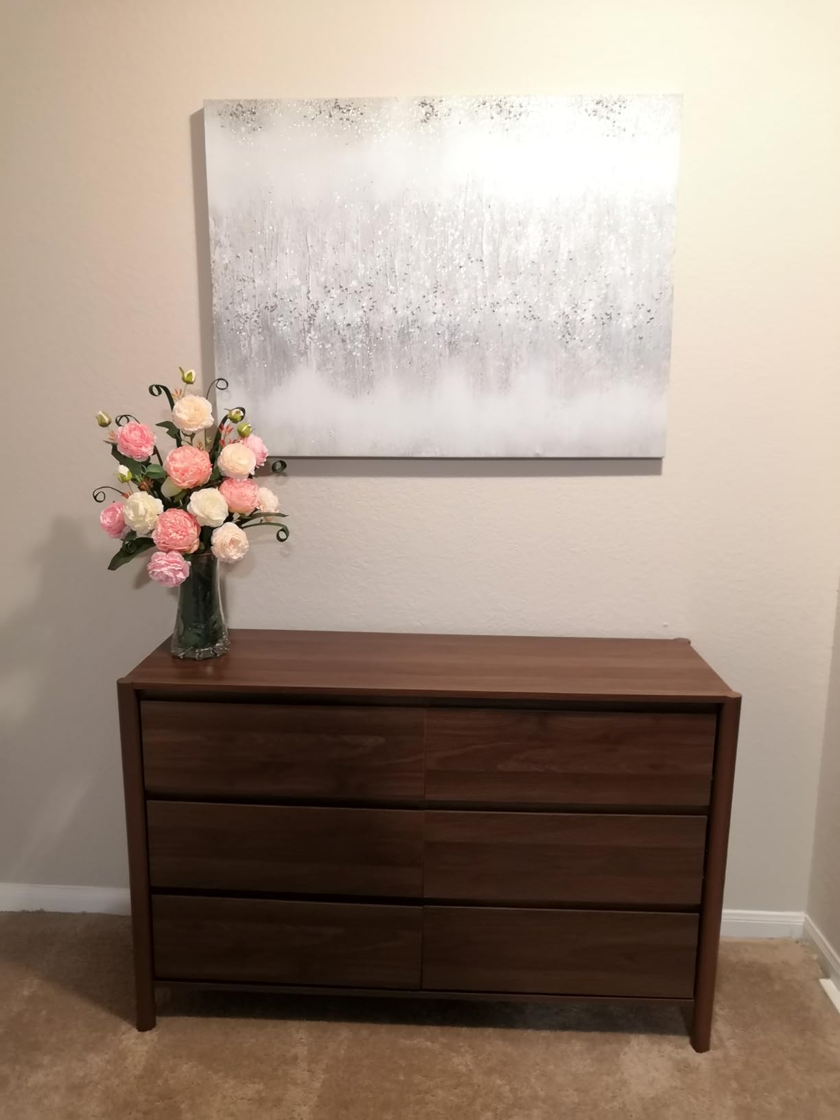 CHUWELL Walnut 6 Drawers Dresser for Bedroom, 47.2