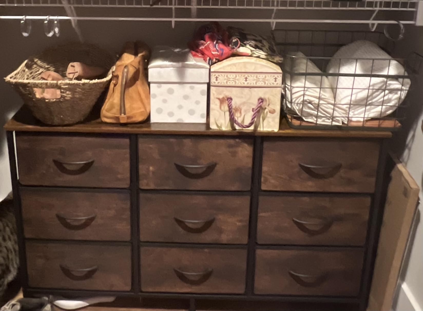SONGMICS BELLAH Collection - Dresser for Bedroom, TV Stand for TVs Up to 70 Inches, Chest of Drawers for Living Room, Closet, Steel, 9 Drawers, Industrial, Rustic Brown and Ink Black ULGS233KD02S customer photo 2