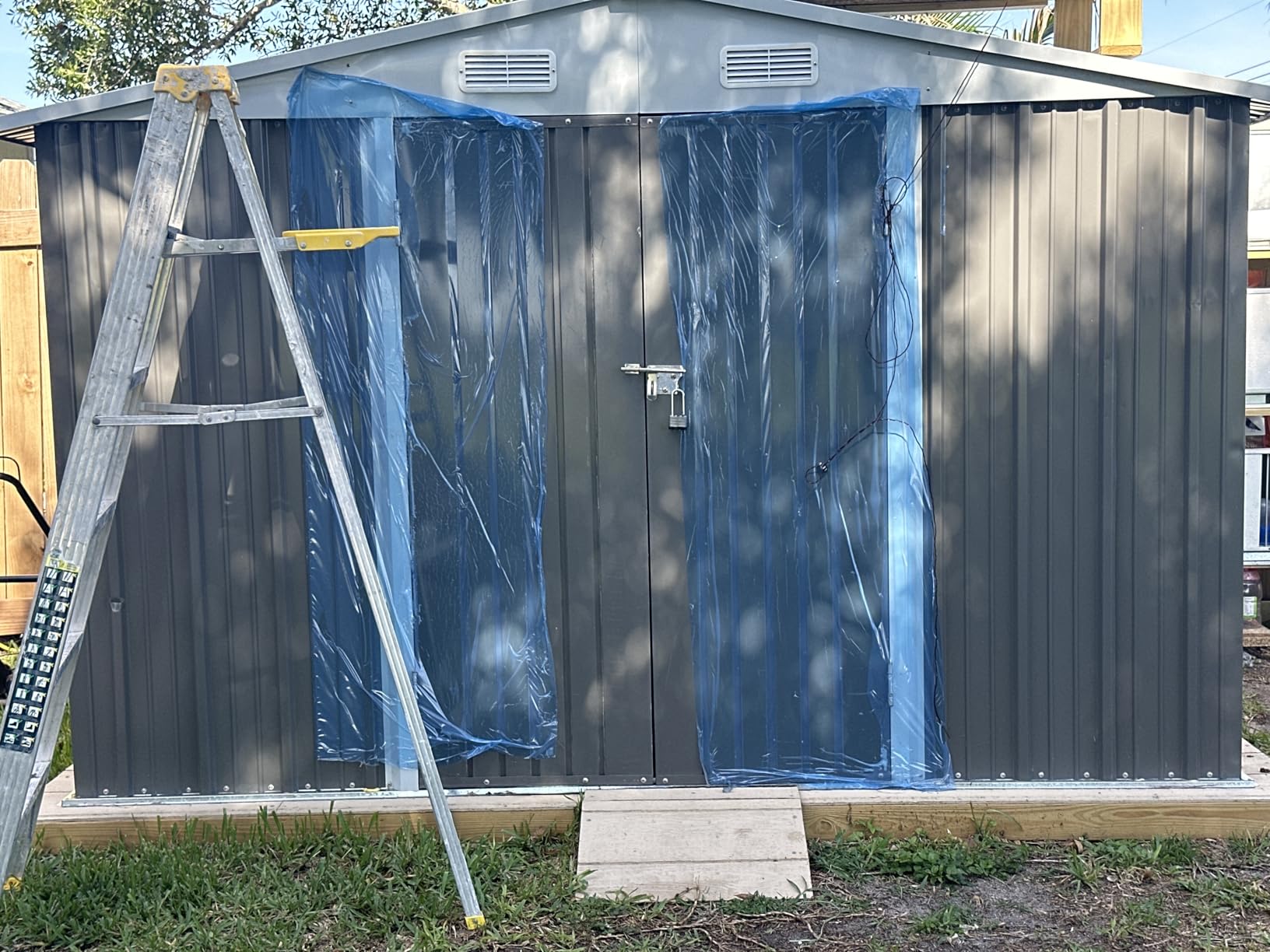 Patiowell 10x14 FT Storage Shed, Outdoor Metal Steel Garden Shed with Lockable Door and Sloping Roof, Large Outside Utility Tool Sheds for Backyard Garden Patio, Brown customer photo 2