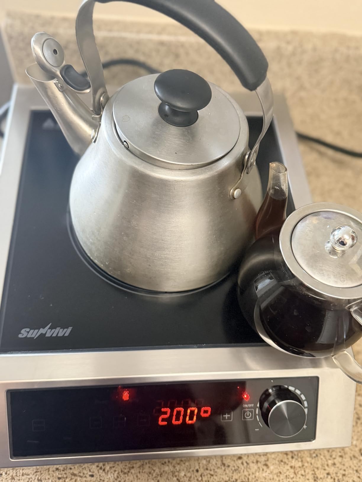 Sunvivi Portable Induction Cooktop: 2 Burners in 1, Commercial-Grade Electric Countertop Stove with LED Touchscreen, 8 Power Levels & Precise Temp Control (176F-518F), Independent Timer, Black customer photo 2