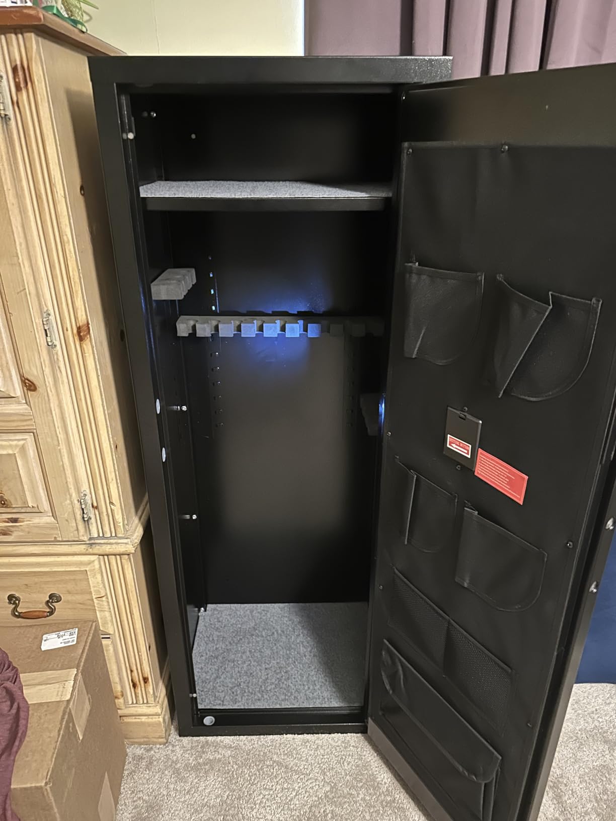 Bonusall 10-15 Gun Safe with Keyboard, Quick Access Rifle Gun Safe, Gun Cabinet for Rifles with 4 Short Gun Pockets and Adjustable Rifle Rack for Home, Garage, Hunter Cabin- Black customer photo 2