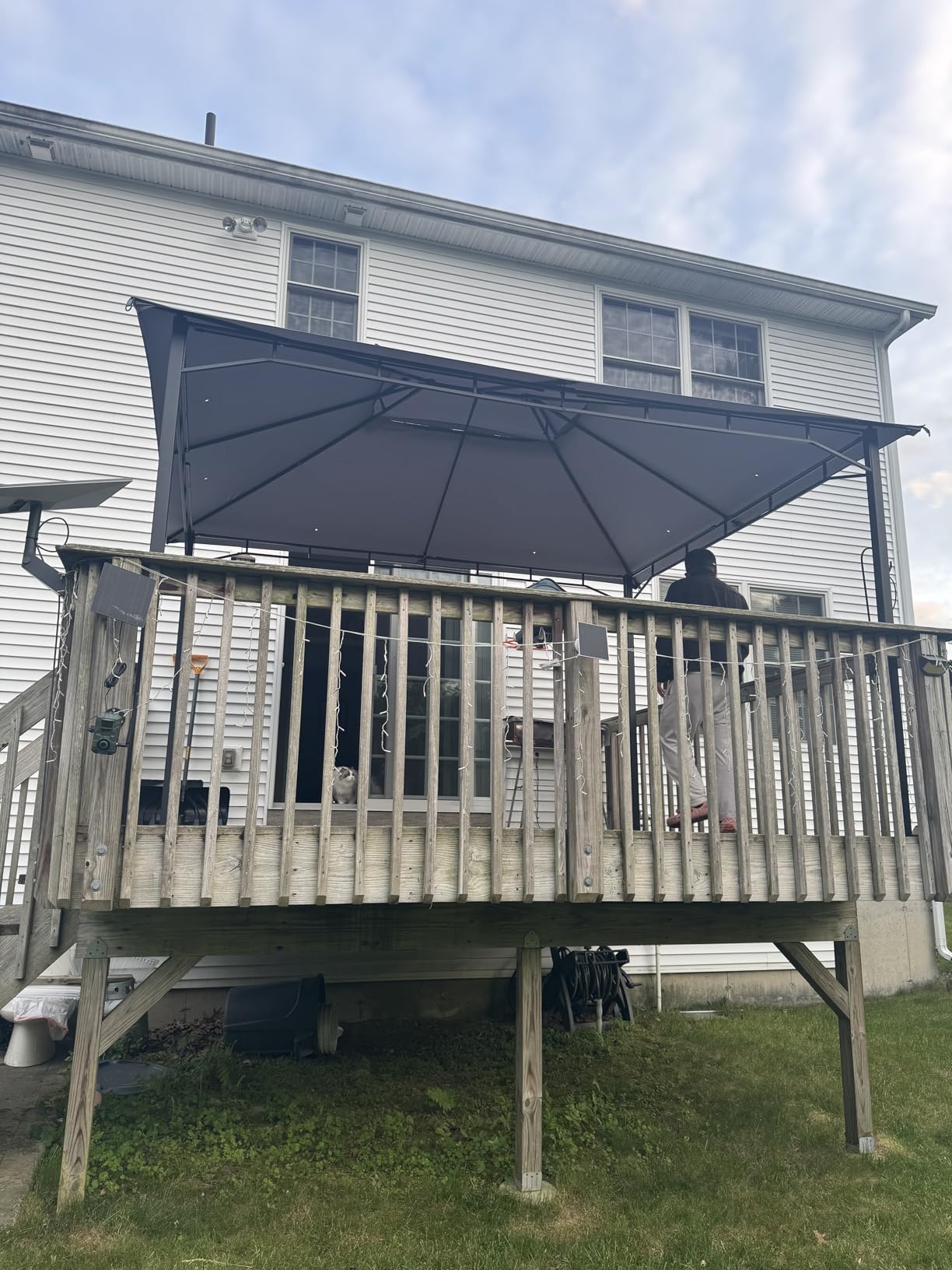 Aoxun 12x10 Gazebo with Double Roof & Mosquito Netting Outdoor Heavy-Duty Party Tent, Patio Tent with Zipper Screens - Backyard Garden Lawn Shelter Includes Wind Ropes Expansion Bolts, Gray customer photo 1