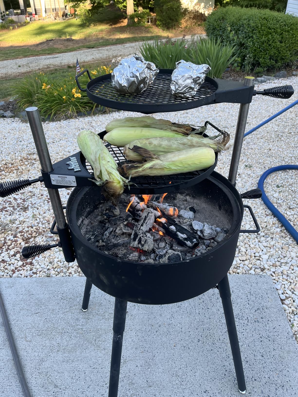 BIG HORN Santa Maria Grill, Portable Argentinian Parrilla with Adjustable Height & 360 Rotating Grates, Charcoal Open Fire BBQ Grill with Rotisserie customer photo 1