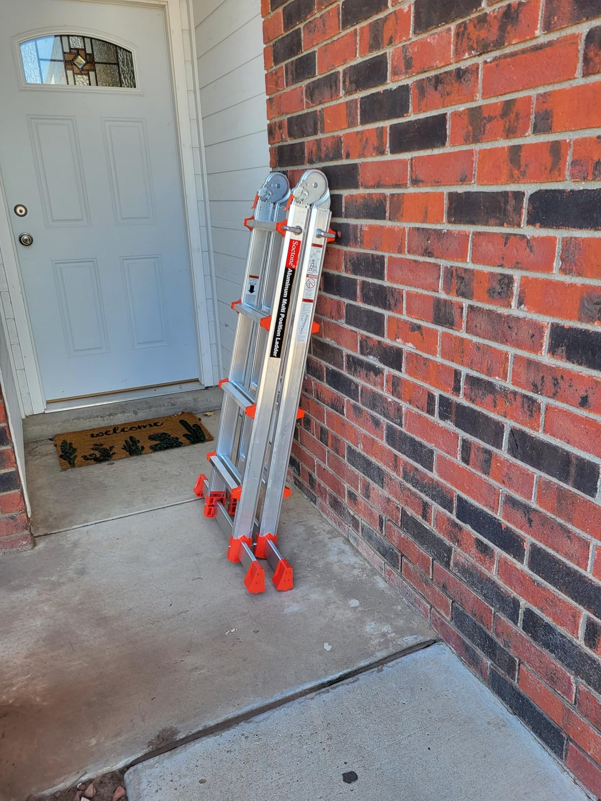 Soctone Ladder, A Frame Extension Ladder, Multi Position with Stabilizer Bar, 330 lbs Weight Rating Telescoping Ladder for Household or Outdoor Work, 22.5 Ft, Orange customer photo 1