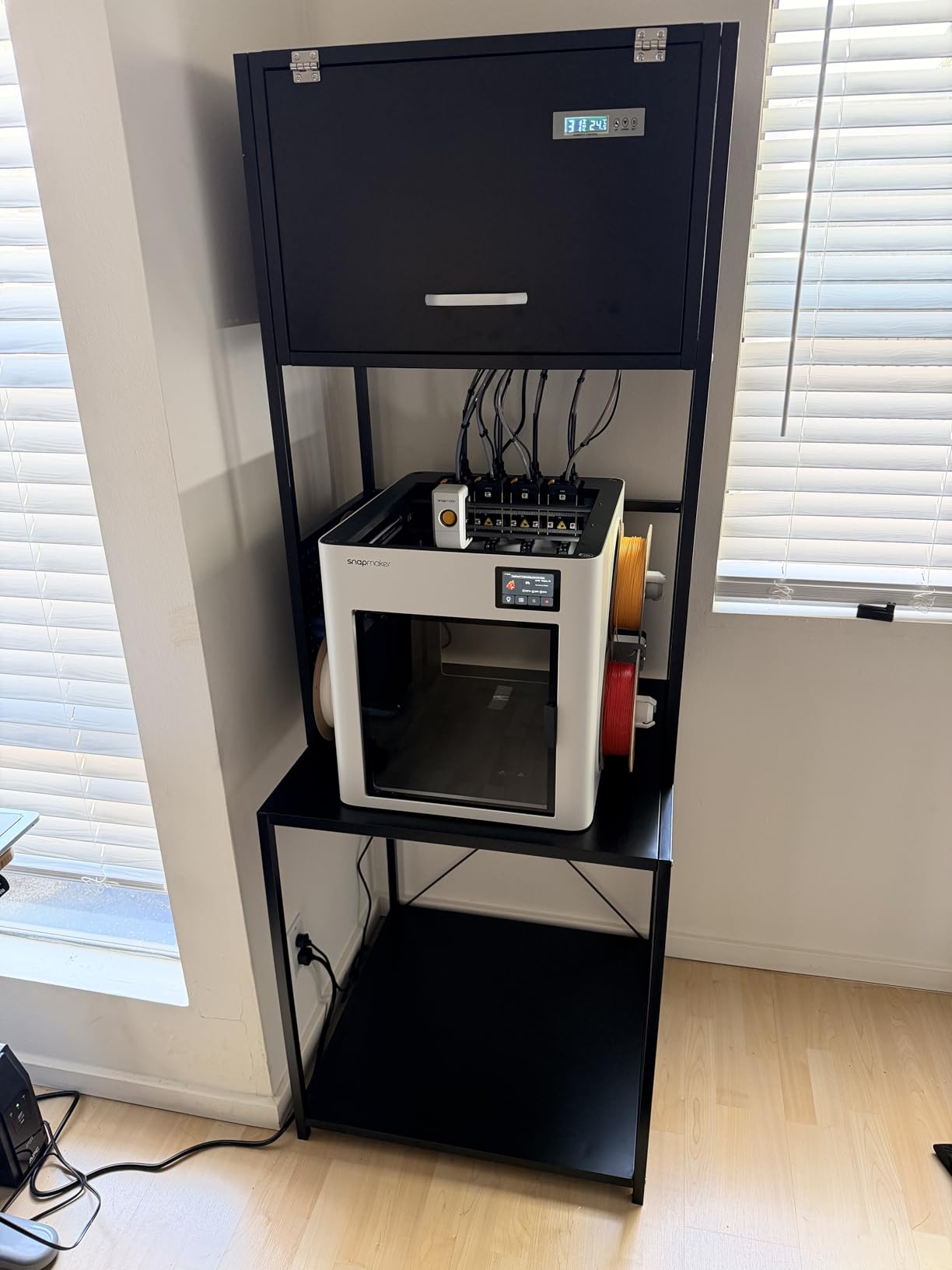 180L 3D Printer Enclosure with Dehumidifier & Stand, Industrial Sealed Filament Storage Cabinet - Holds 40 Rolls, 25% RH Control, Compatible with Bambu Lab P1S/P2S/Ender 3 customer photo 1