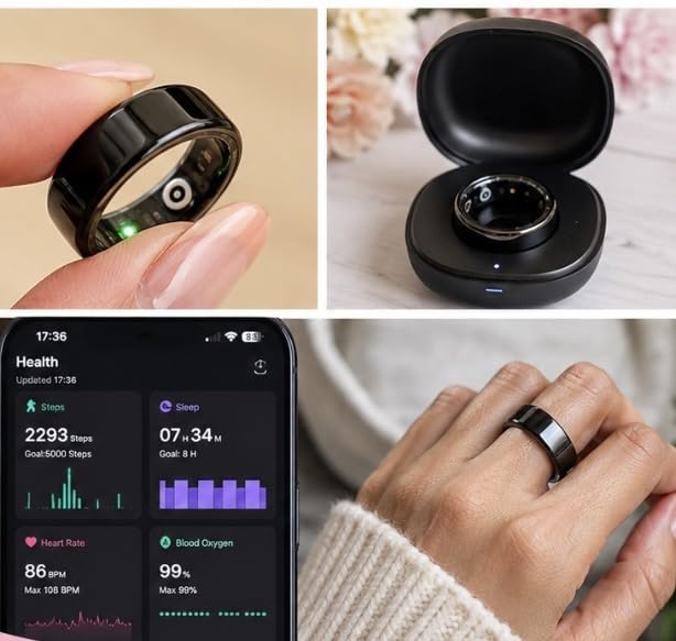 Smart Ring for Women Men,Fitness Tracker Ring with Heart Rate, Sleep Monitoring, Blood Oxygen, Step Counting for iOS and Android, No Subscription Fee, Waterproof(Black, 10) customer photo 1