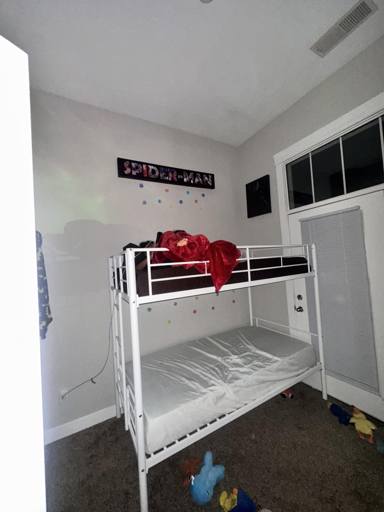 DUMOS Metal Bunk Bed Frame Twin Over Twin with Ladder and High Guardrail, Heavy-Duty Metal Slats Support, Under-Bed Storage Space, No Box Spring Needed, Noise Free, Black customer photo 1