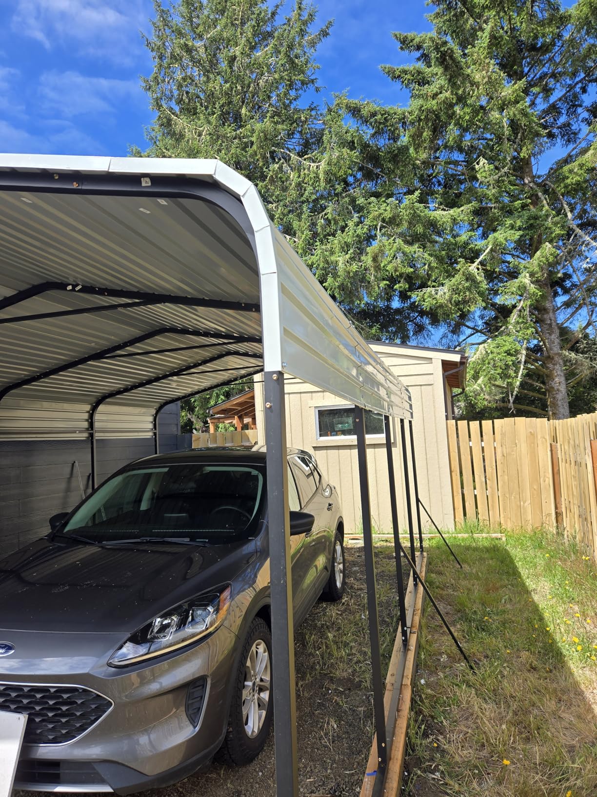 DAUSOLA 12x20 FT Metal Carport, Heavy Duty Carports Canopy with Updated Enhanced Base and Roof for All-Weather Use, Outdoor Galvanized Car Shelter, Car Port Garage for Car, Boats and Tractors, Grey customer photo 1