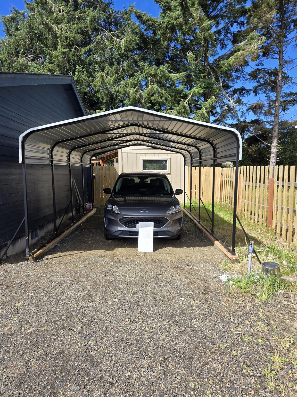 DAUSOLA 12x20 FT Metal Carport, Heavy Duty Carports Canopy with Updated Enhanced Base and Roof for All-Weather Use, Outdoor Galvanized Car Shelter, Car Port Garage for Car, Boats and Tractors, Grey customer photo 2