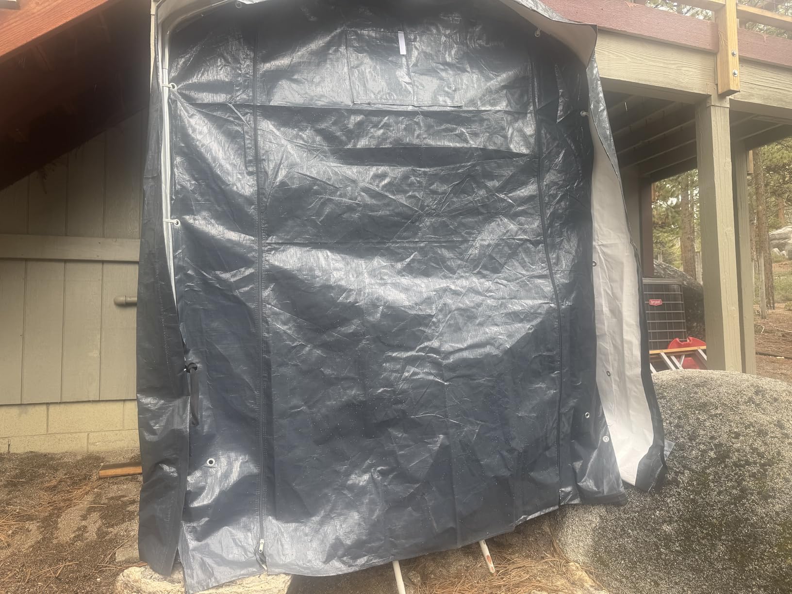 MFSTUDIO Portable Shed Garage, 8x12 Storage Tent Motorcycle Sheds Carport Heavy Duty Canopy with Rolled up Zipper Doors, Outside Utility Shelter Garages Tents for Motorcycles, Bicycles and Tools customer photo 1