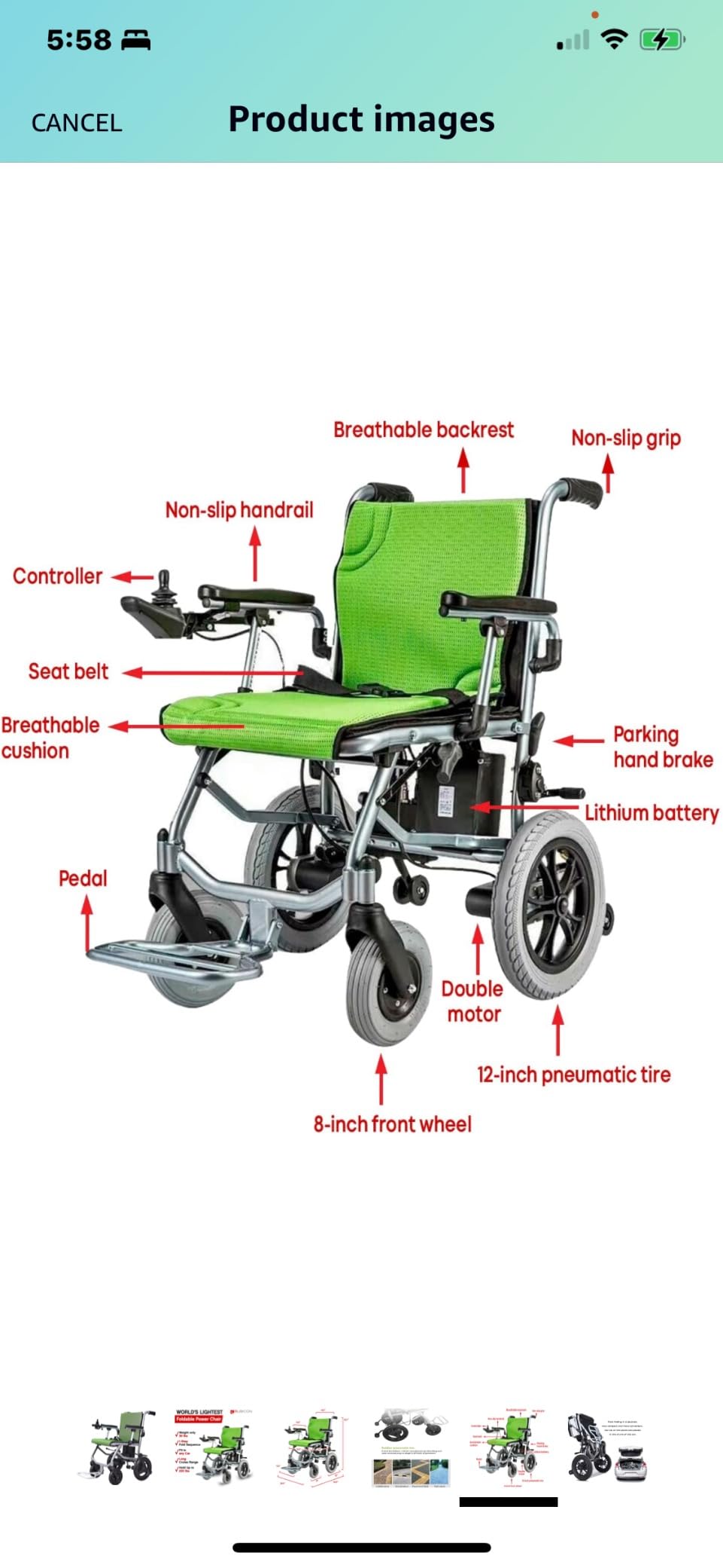 Rubicon DX5 The Lightest Foldable Electric Wheelchair - 30 lbs Portable Travel Power Chair - Flip-Up Armrests, Enhanced Comfort Cushion - Airline Approved, 10 Mile Range customer photo 2