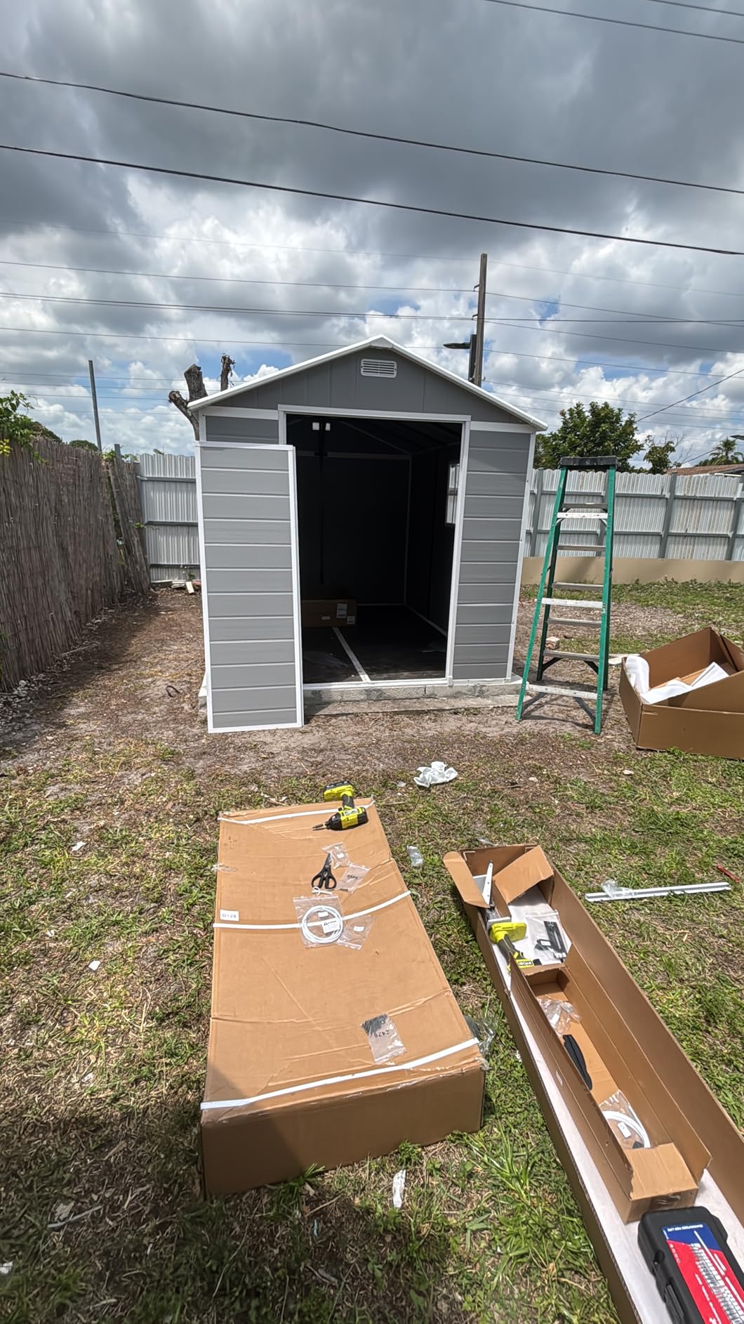 UDPATIO Outdoor Resin Storage Shed 8 x 10 FT, Plastic Storage Shed with Floor Large Outdoors Garden Tool Storage Shed Outside Clearance Shed with Lockable Door for Bike, Backyard, Patio, Dark Grey customer photo 2