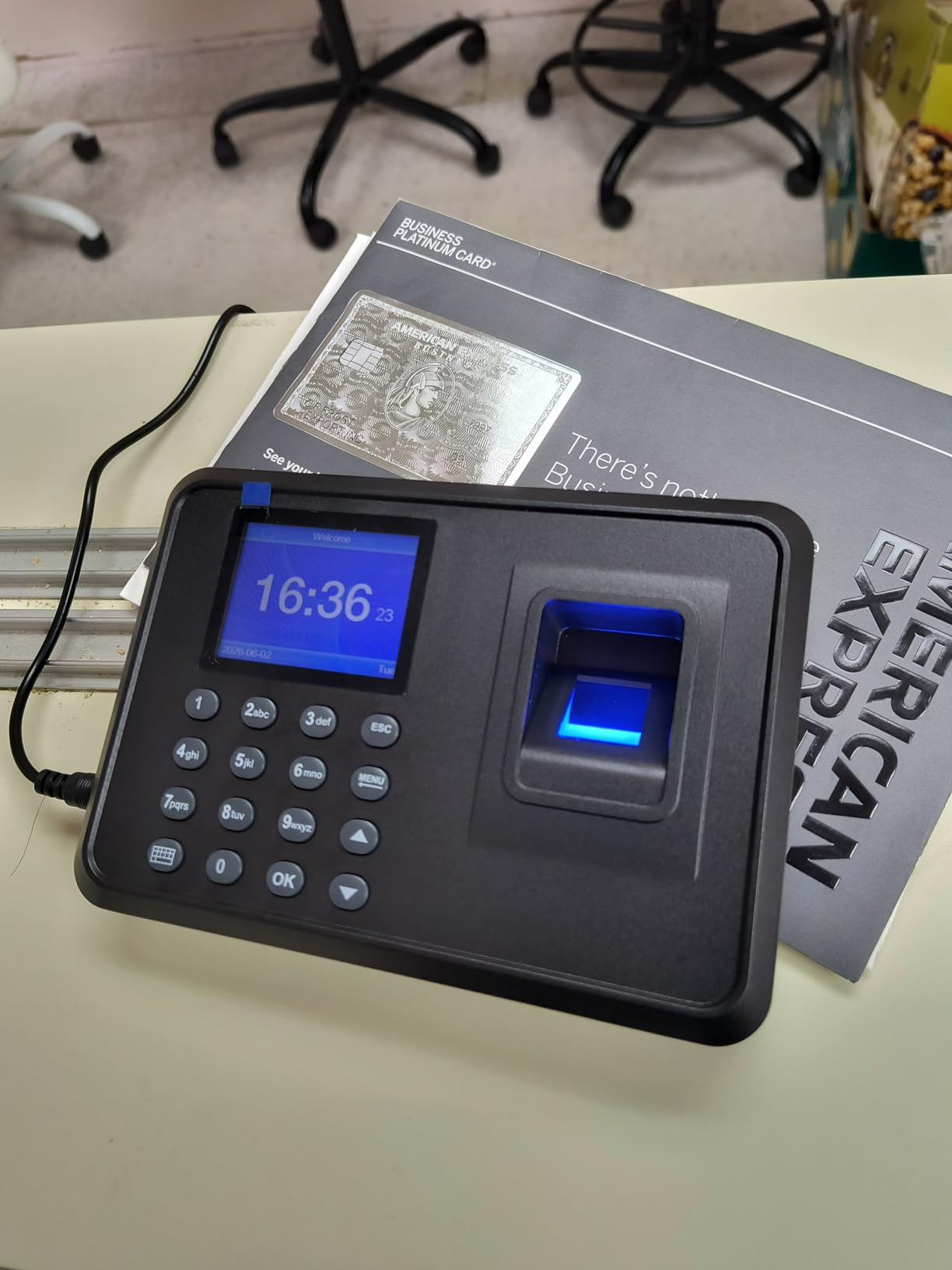 Time Clocks for Employees Small Business, Biometric Fingerprint Time Clock with Attendance Machine, and PIN Clock in and Out Machine, Office Punch Clock for Small Business Management, No Monthly Fees customer photo 1