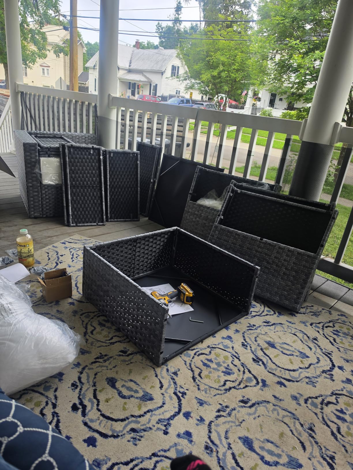 Shintenchi 7 Pieces Outdoor Patio Furniture Sets, Patio Sectional Sofa Couch, Gray PE Wicker Furniture Modular Patio Conversation Sets Patio Sofa with Washable Cushions, Aegean Blue customer photo 1