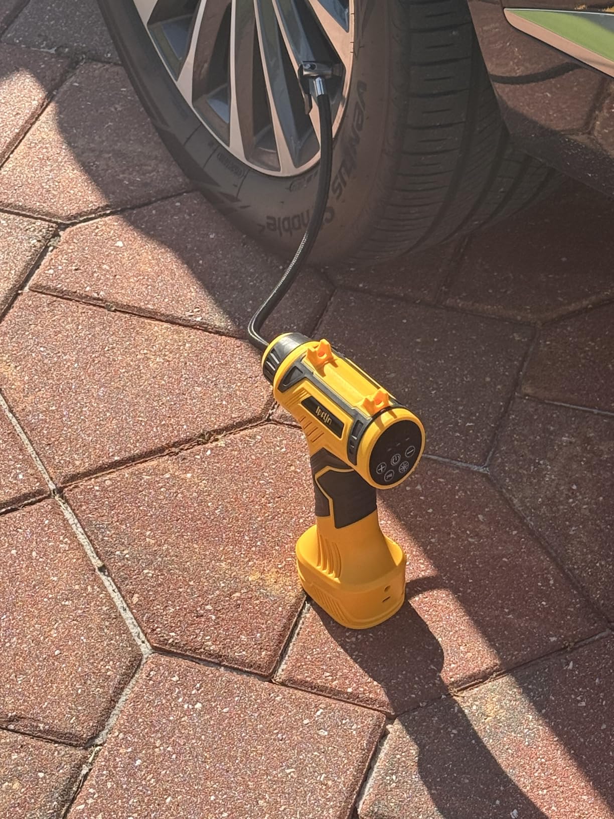 9600mAh Tire Inflator Portable Air Compressor - Corded/Cordless Tire Inflator - Battery & 12V DC, Faster Inflation Handheld Air Compressor, 160PSI Air Pump for Car, SUV, Motorcycle, Bike customer photo 1