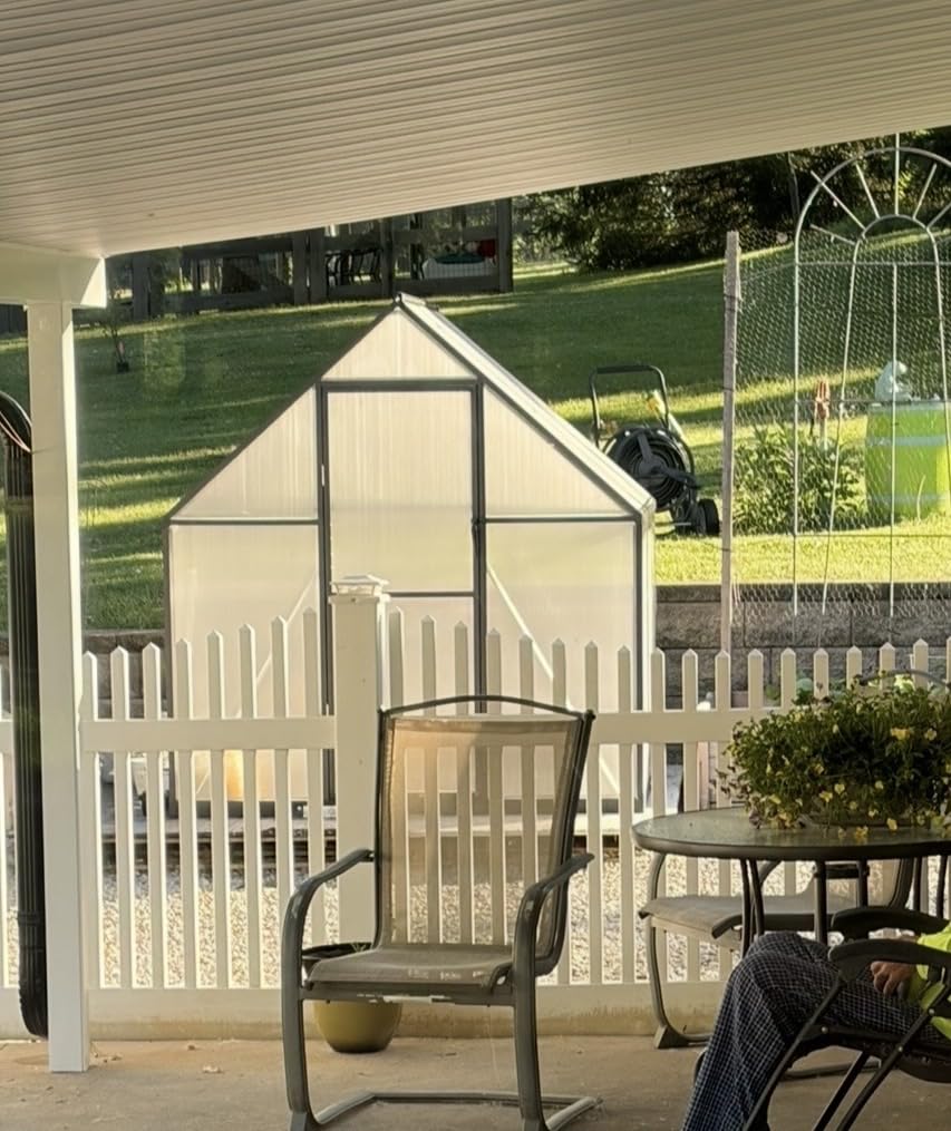HOOYEAH Outdoor Polycarbonate Greenhouse, 6x4 FT Greenhouses for Outdoors, Aluminum Frame Plant Green House with Locking Door & Roof Vent, Heavy Duty Winter Greenhouse for Backyard Gardening customer photo 2