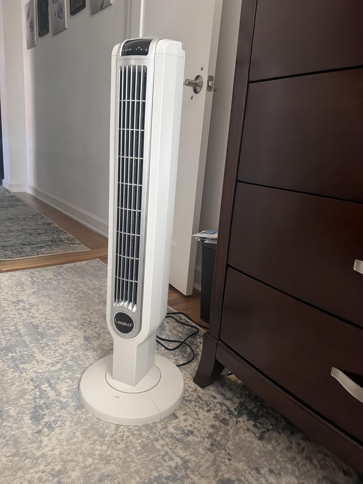 Lasko Oscillating Tower Fan with Remote Control and Timer - Quiet Standing Fan for Bedroom, Office, and Home - 3 Speeds - Powerful Cooling Air - 2510 - 36