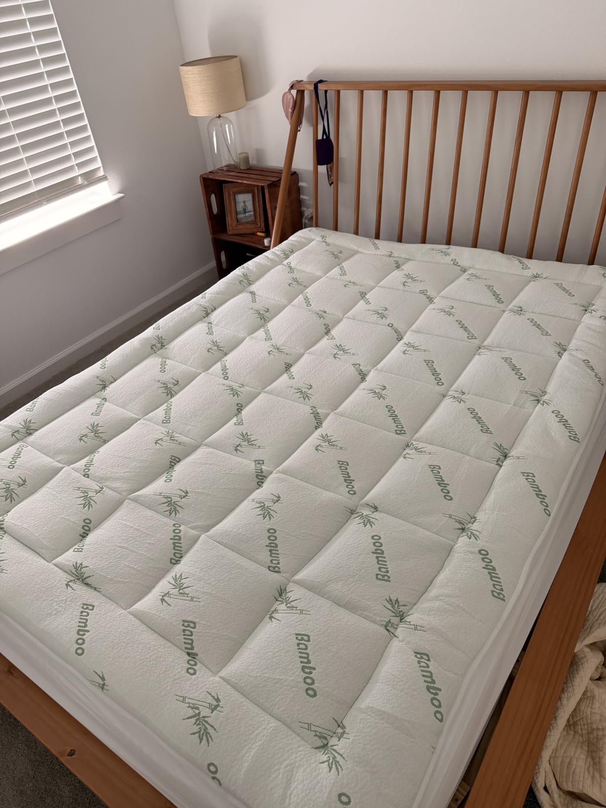 Niagara Sleep Solution Ultra Soft Queen Size Mattress Topper - Rayon Derived from Bamboo Pillow Top Mattress Pad for Back Pain Relief - Naturally Cooling for Hot Sleepers, Green customer photo 2