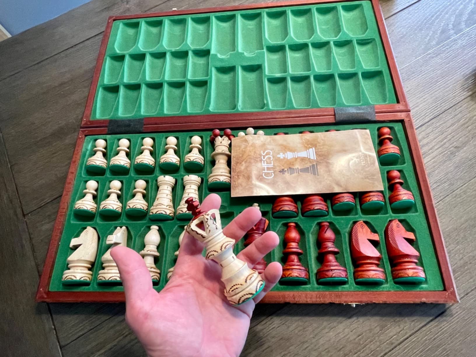 Husaria European International Wooden Chess Game Set, Ambassador - 21.7 Inches - Large-Size Chess Set with Handcrafted Chessmen and Felted Folding Board customer photo 2