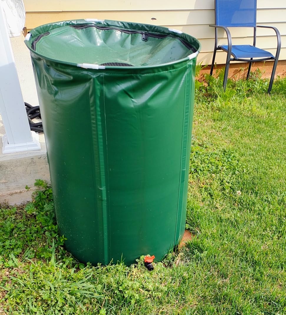 VINGLI 66 Gallon Collapsible Rain Barrel, Portable Water Storage Tank, Rainwater Collection System Downspout, Water Catcher Container with Filter Spigot Overflow Kit customer photo 2