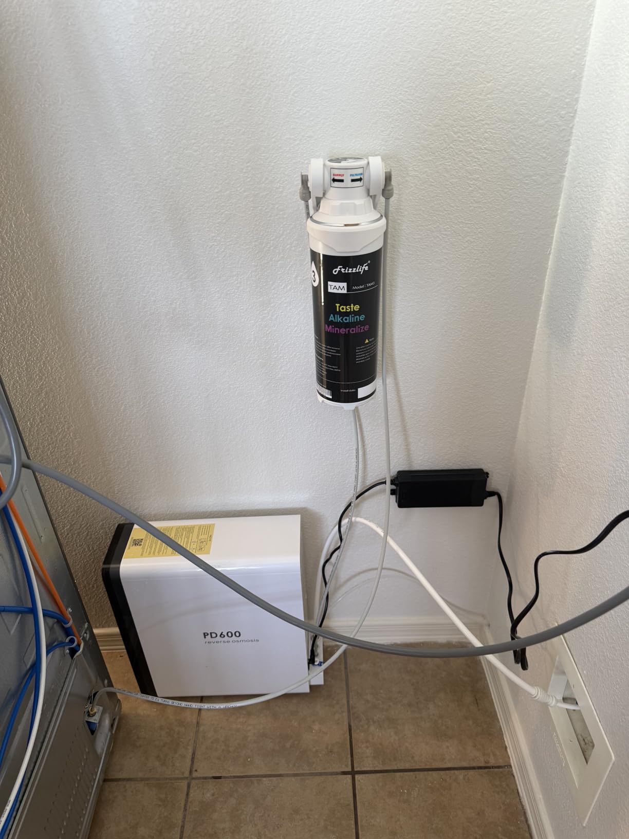 Frizzlife Reverse Osmosis Water Filter - Alkaline Mineral pH+, NSF/ANSI 58&53&42&372 Standard, 600GPD Tankless RO Reverse Osmosis System, Under Sink, 2:1 Pure to Drain, Reduce FPAS/PFOA, PD600-TAM3 customer photo 1